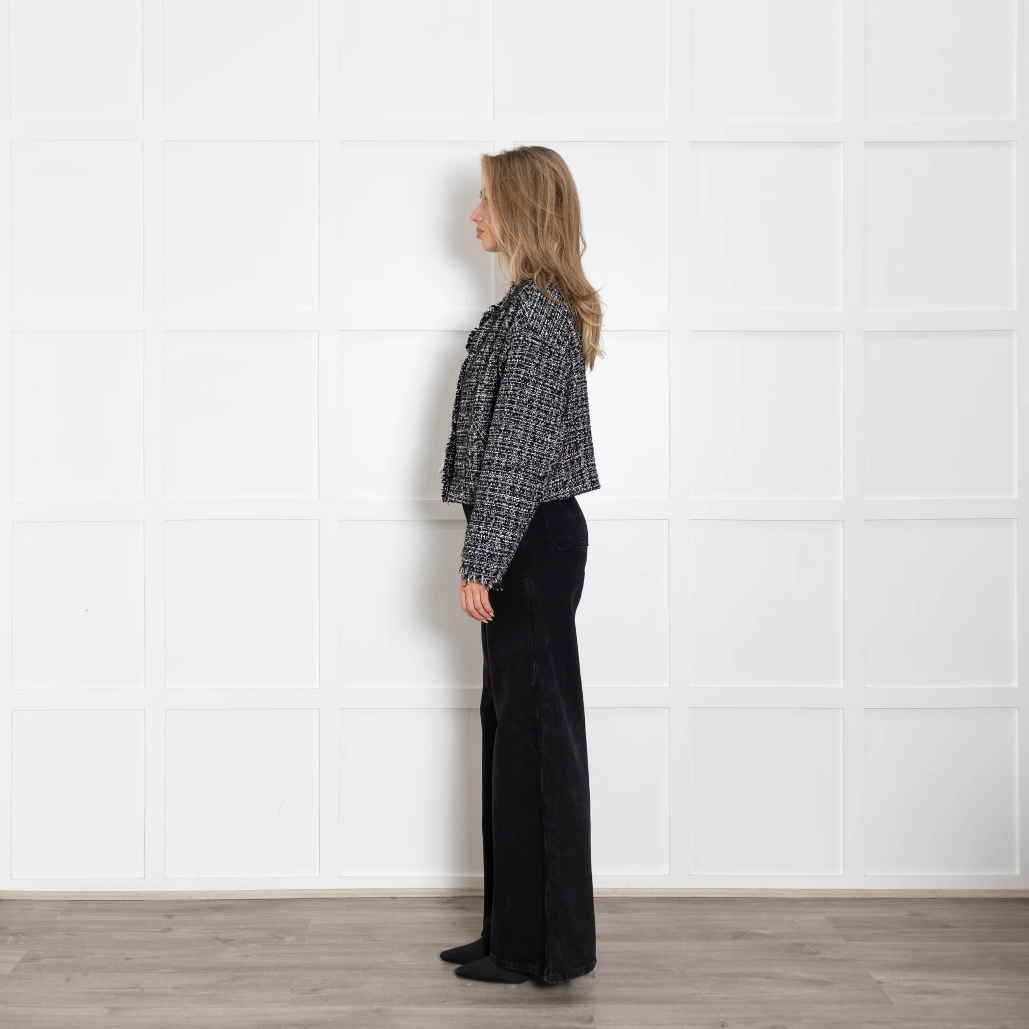 Iro Black White Raw Edge Tweedy Jacket - Image 4