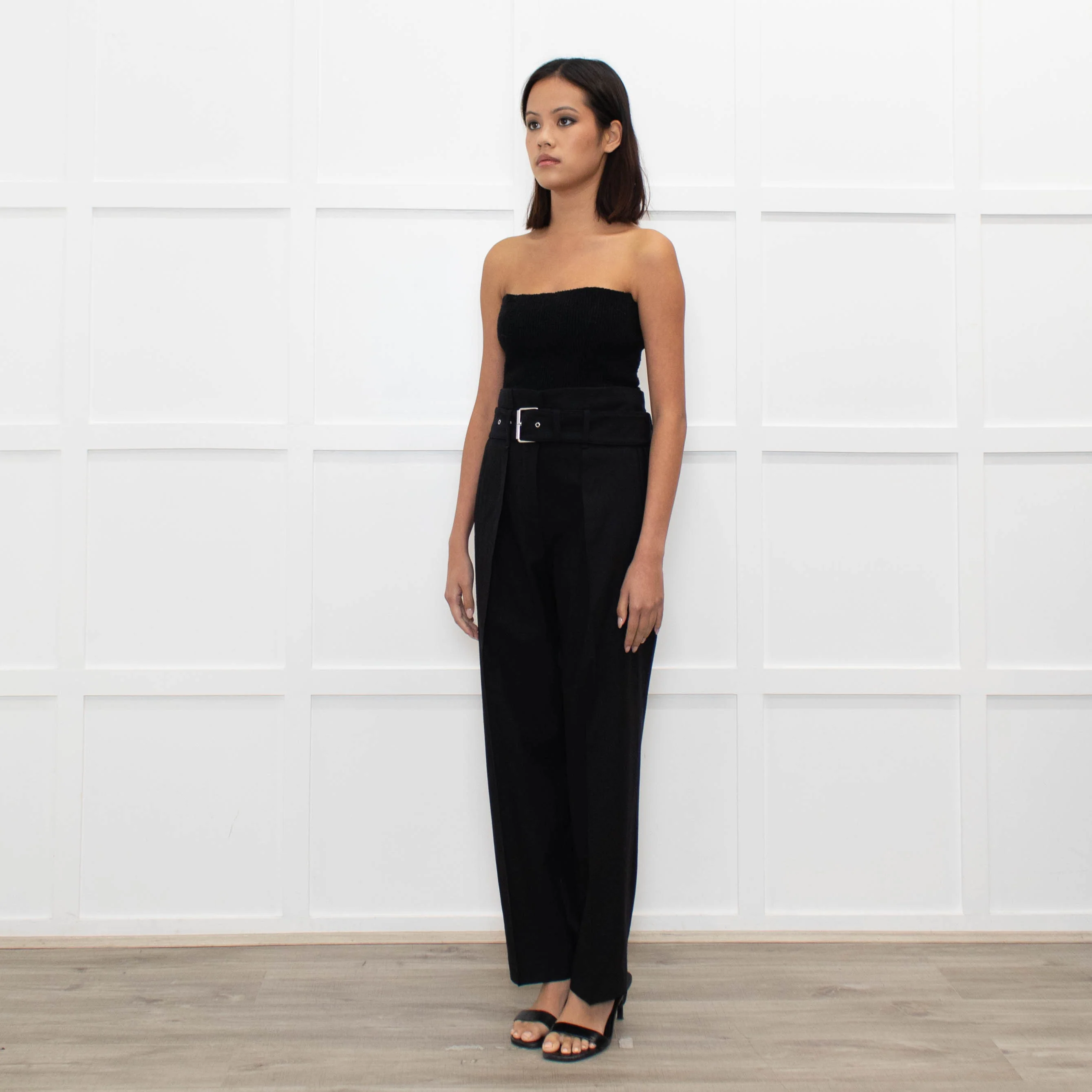 Iro Black Wool High Waisted Belted Trousers - Image 7