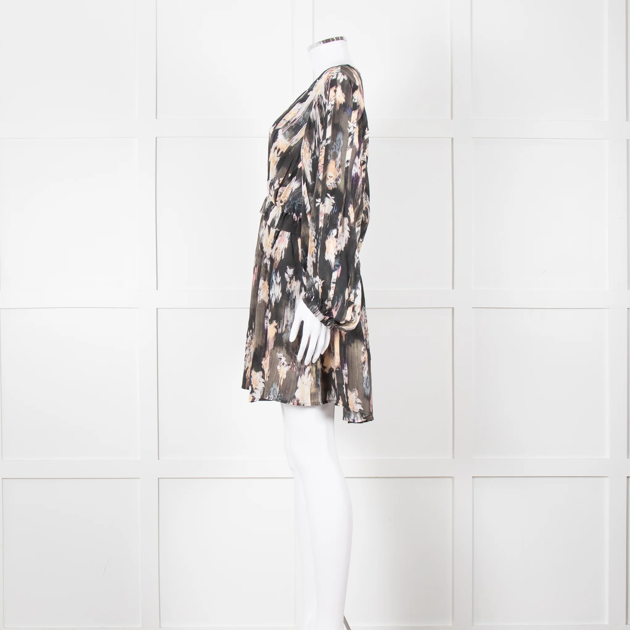 Iro Brown Printed Crepe de Chine Mini Dress - Image 7