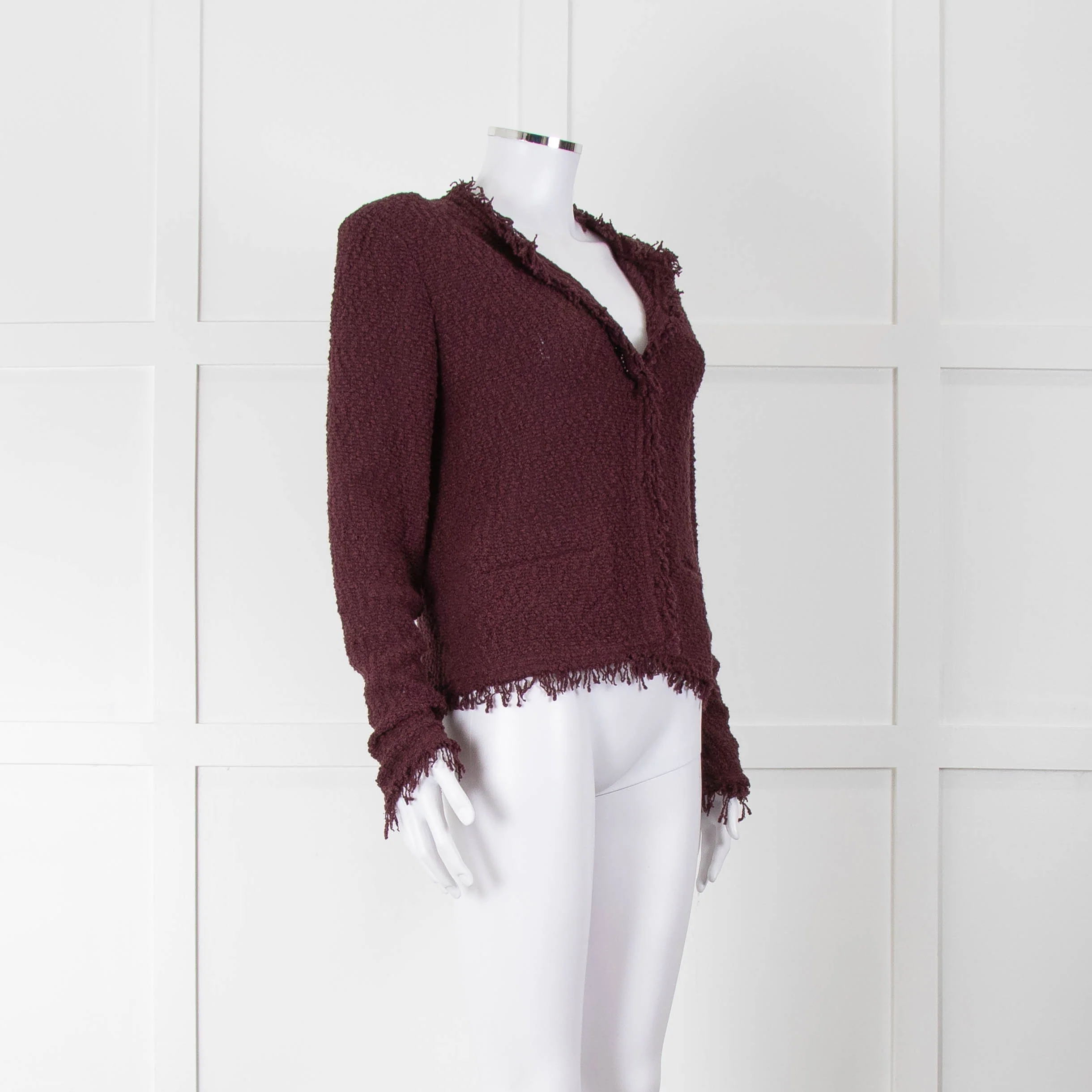 Iro Burgundy Boucle Unlined Jacket - Image 2
