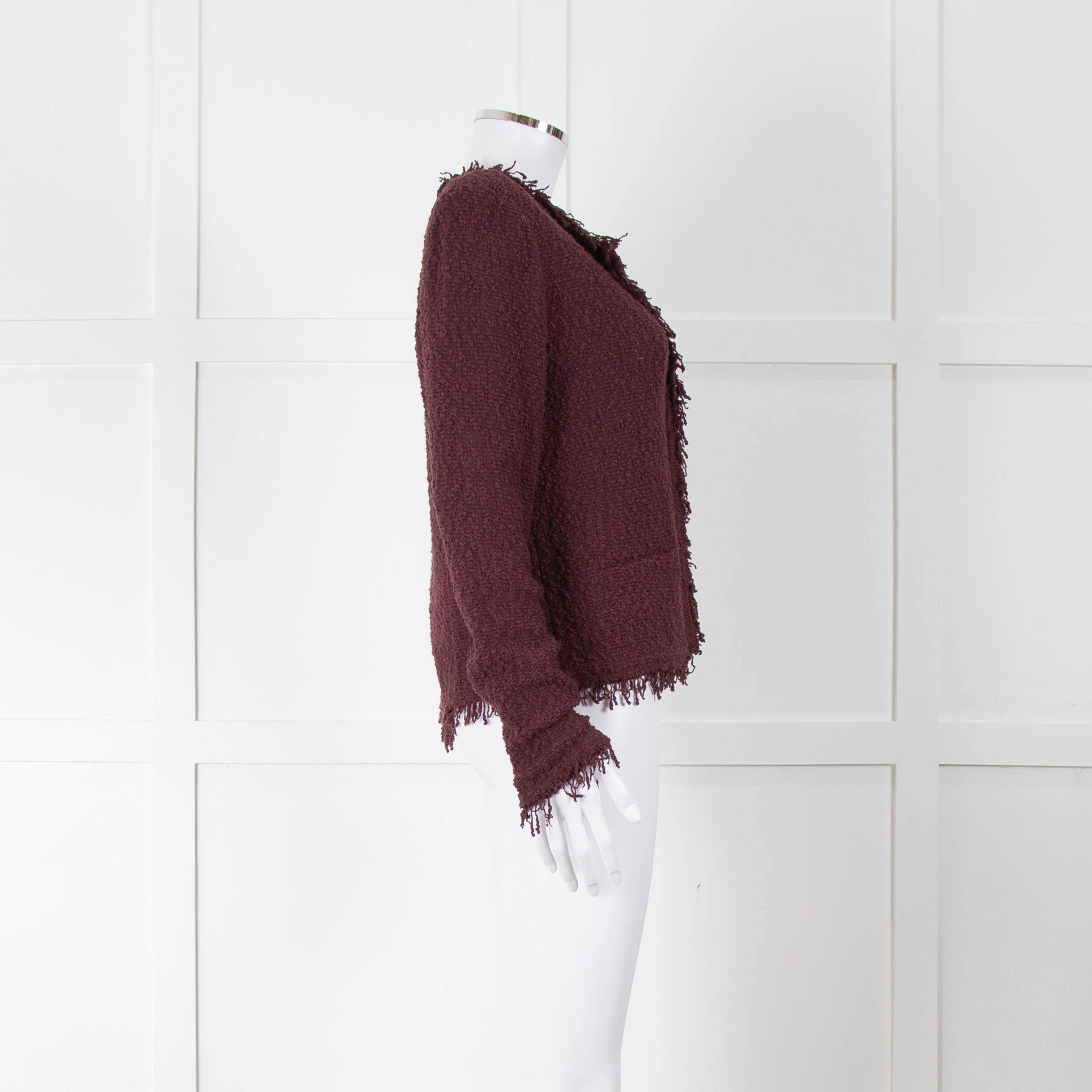 Iro Burgundy Boucle Unlined Jacket - Image 3
