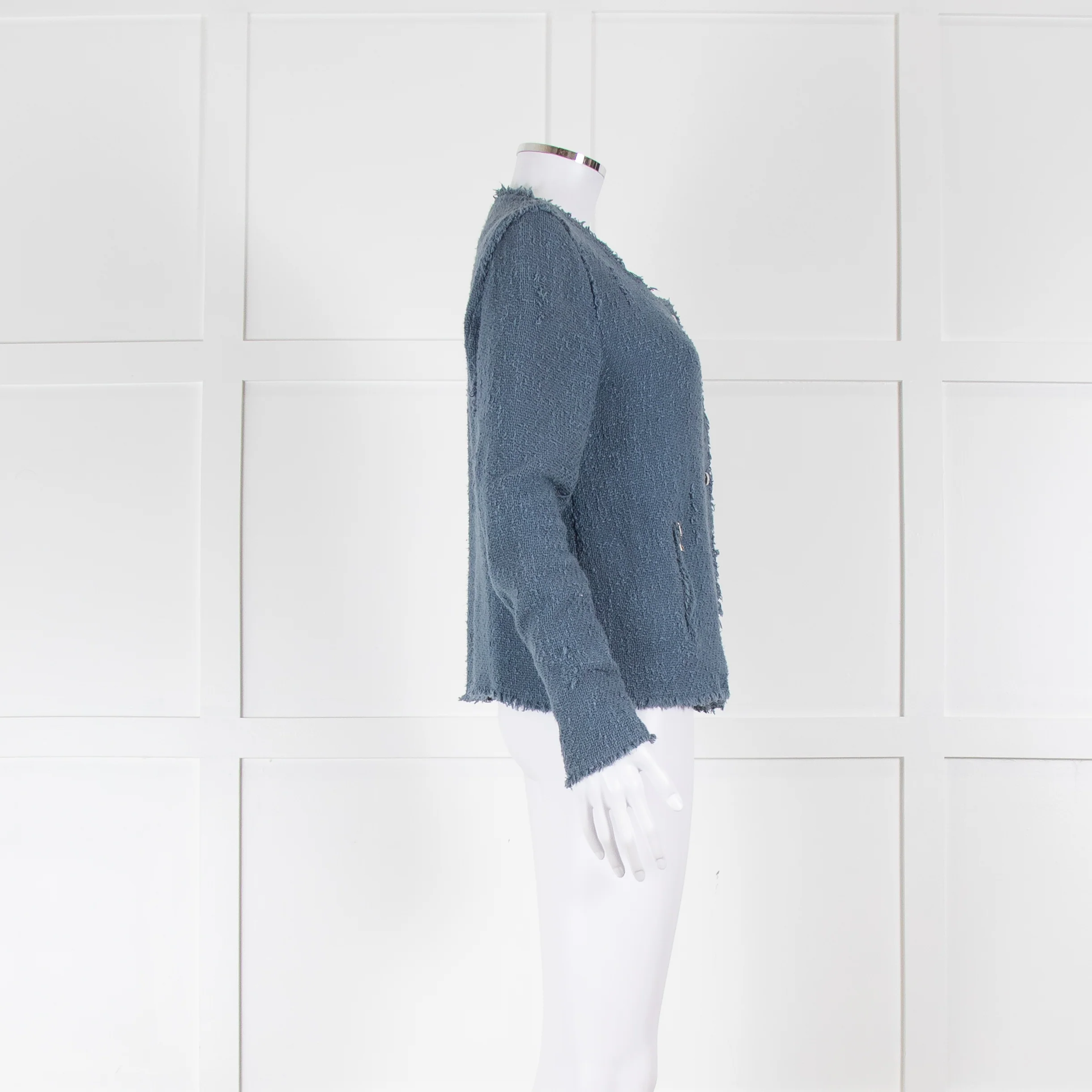 IRO Dusty Blue Woven Button Up Jacket - Image 3