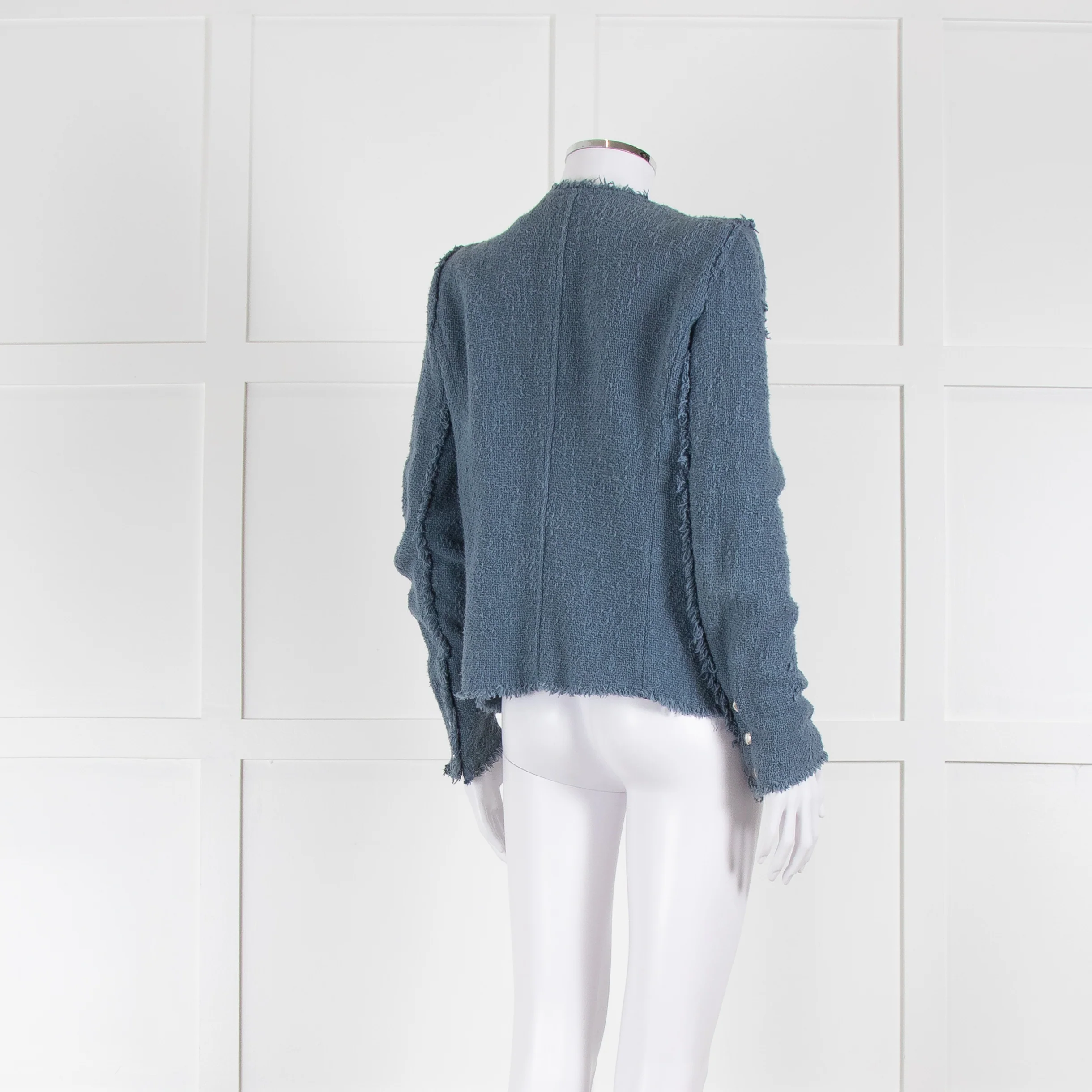 IRO Dusty Blue Woven Button Up Jacket - Image 4