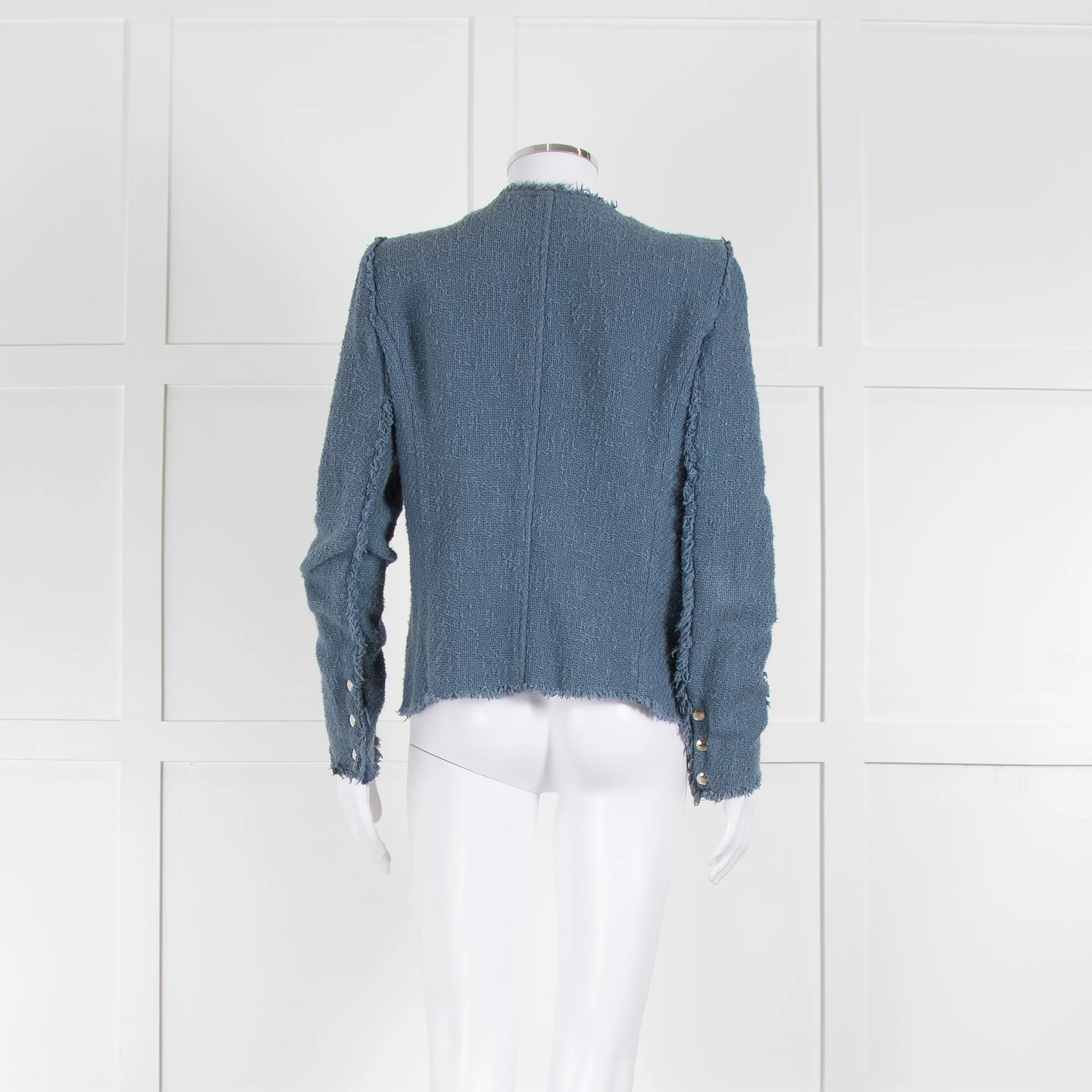 IRO Dusty Blue Woven Button Up Jacket - Image 5