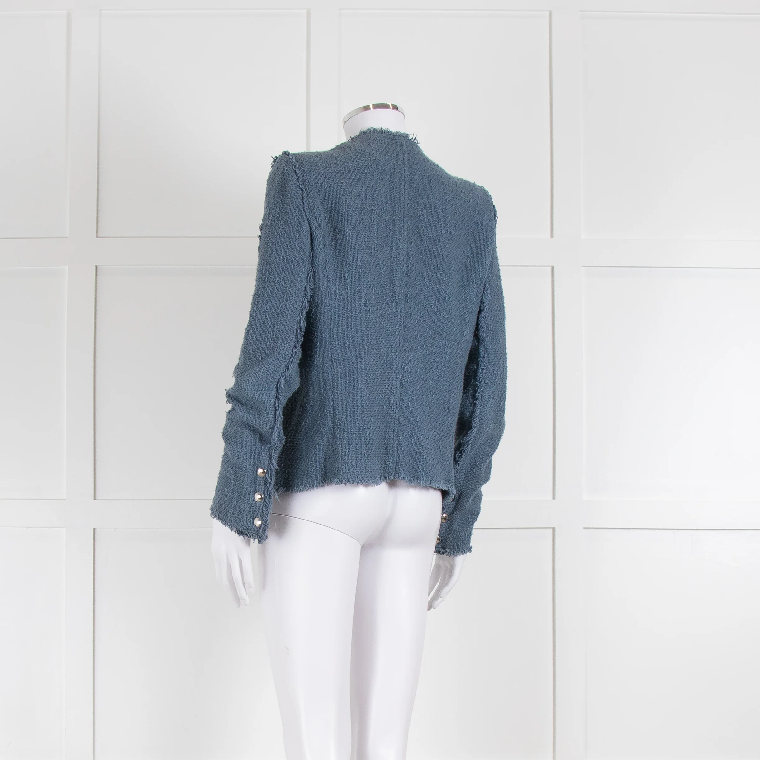 IRO Dusty Blue Woven Button Up Jacket - Image 6