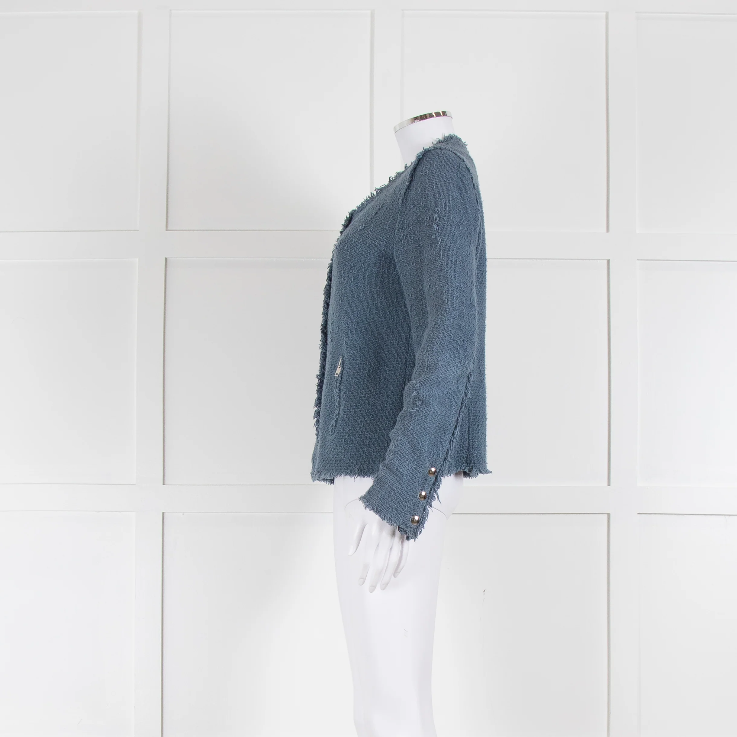 IRO Dusty Blue Woven Button Up Jacket - Image 7