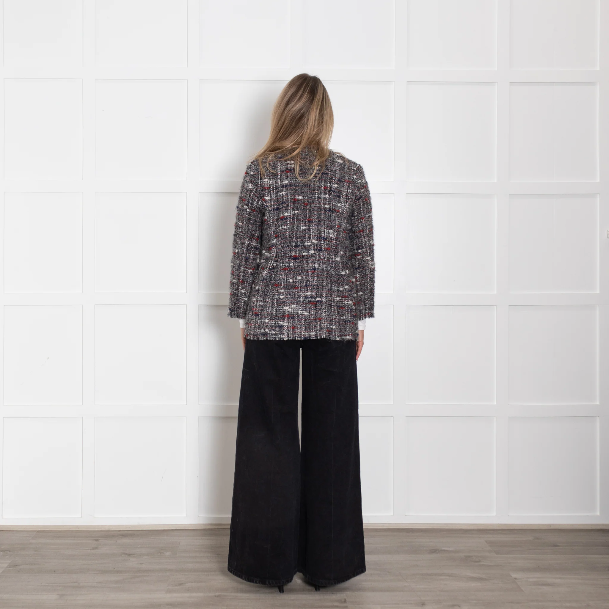 Iro Grey Boucle Jacket With Red And Blue Fleck - Image 5