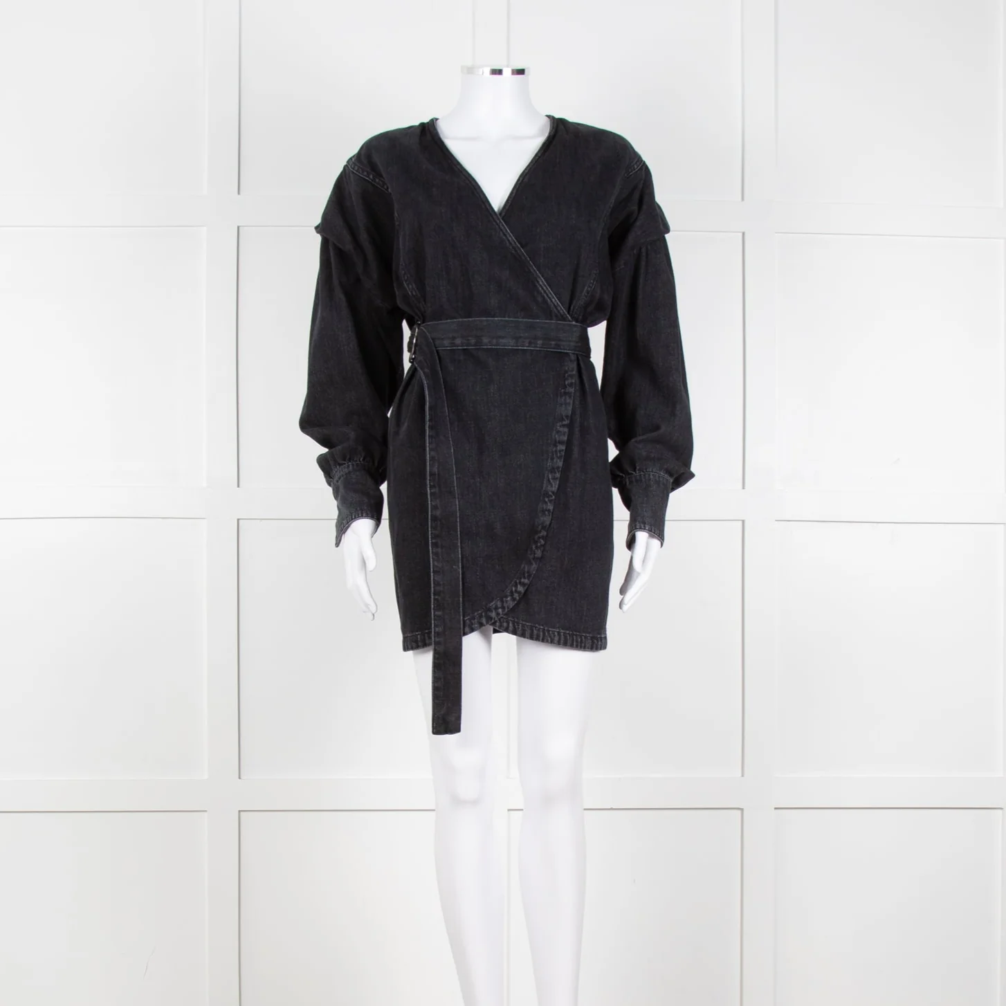 IRO Grey Denim Wrap Mini Dress