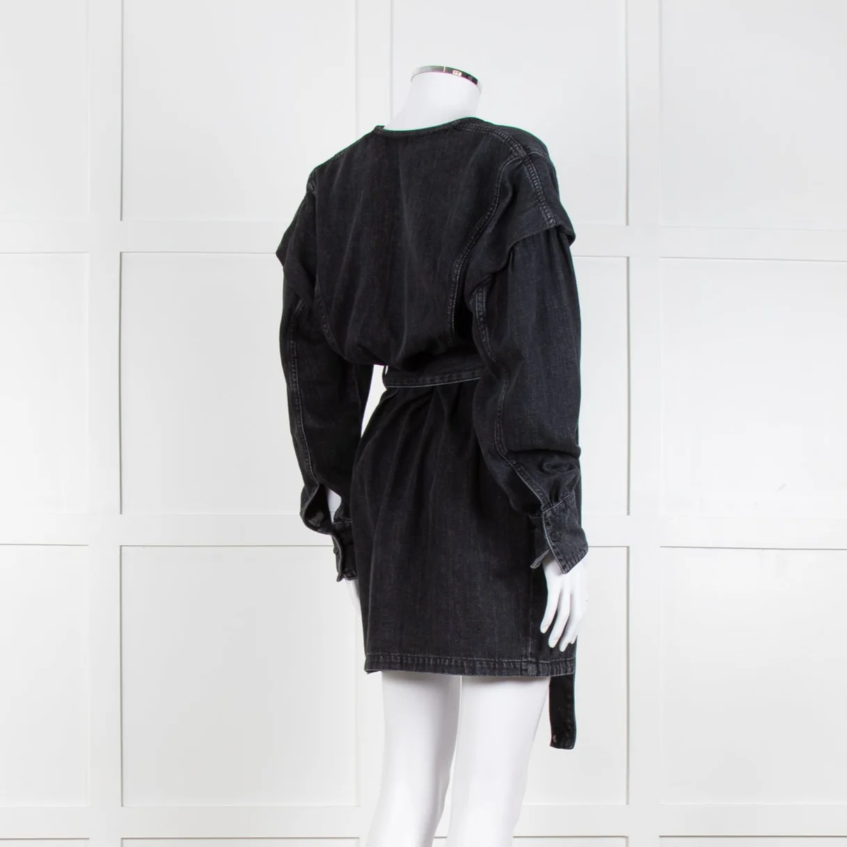 IRO Grey Denim Wrap Mini Dress - Image 6