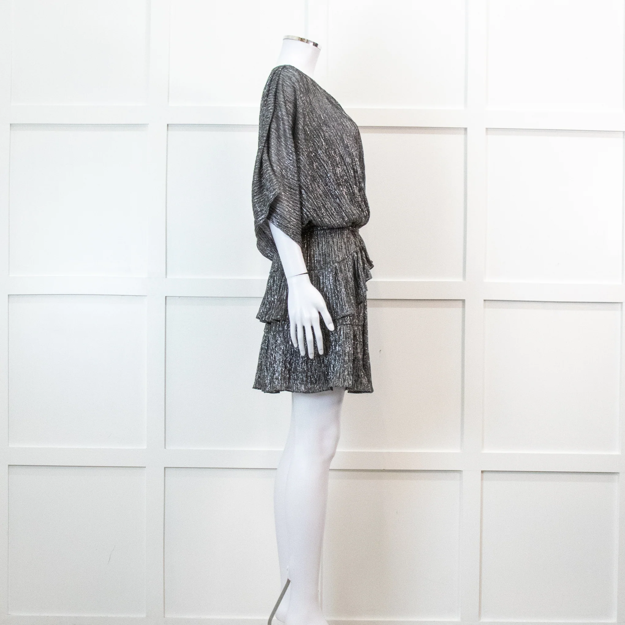 Iro Grey Metallic Tiered Mini Dress - Image 3