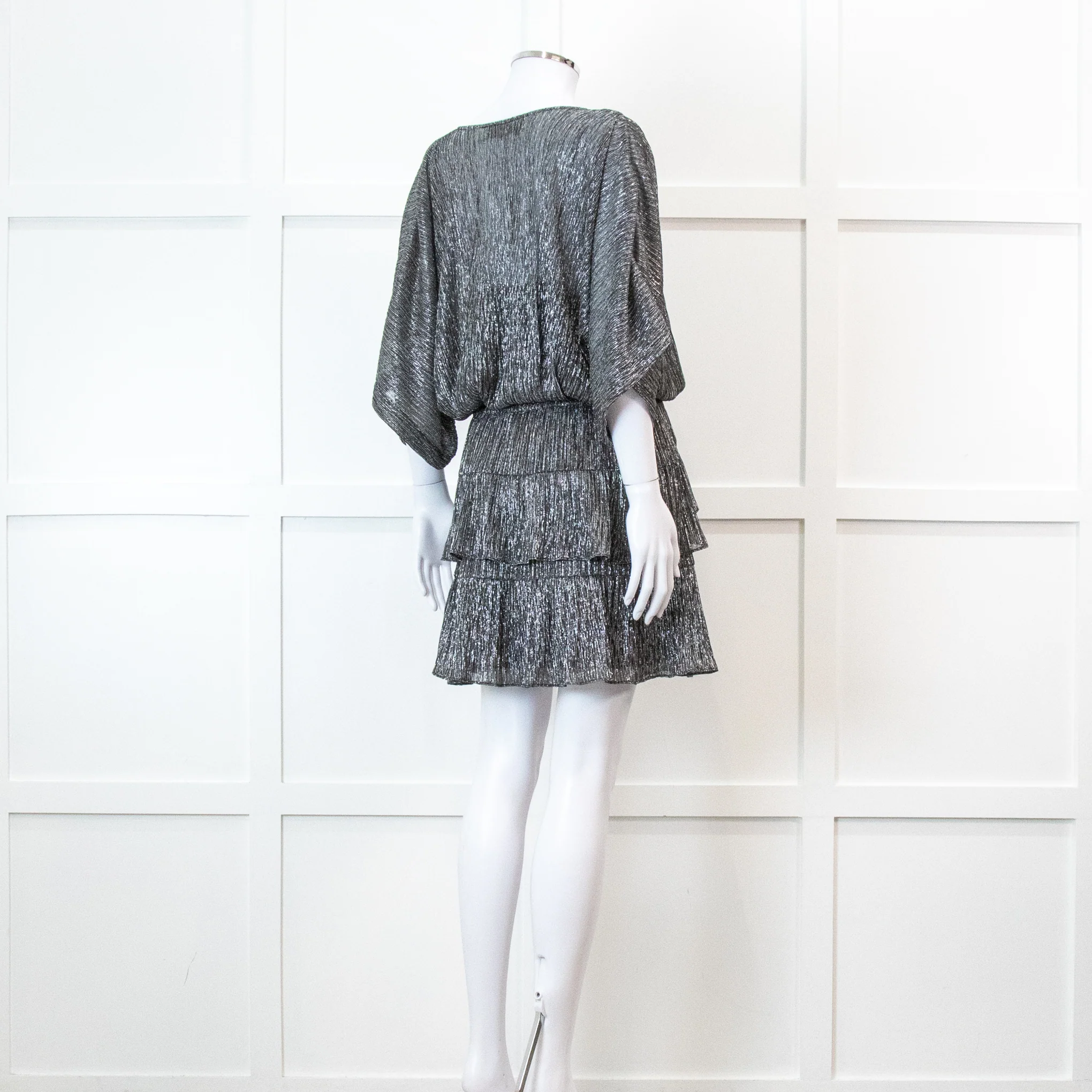 Iro Grey Metallic Tiered Mini Dress - Image 4