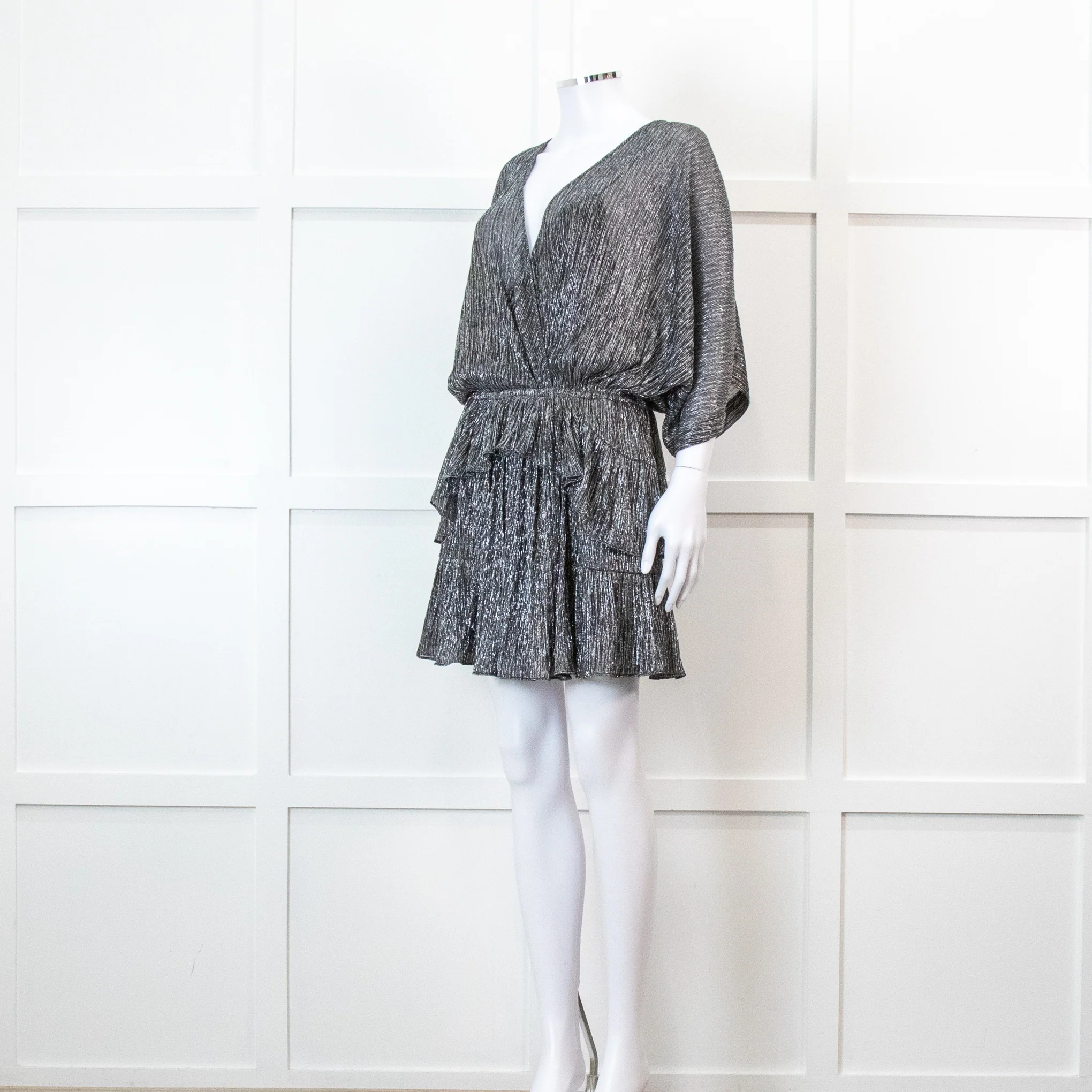 Iro Grey Metallic Tiered Mini Dress - Image 8