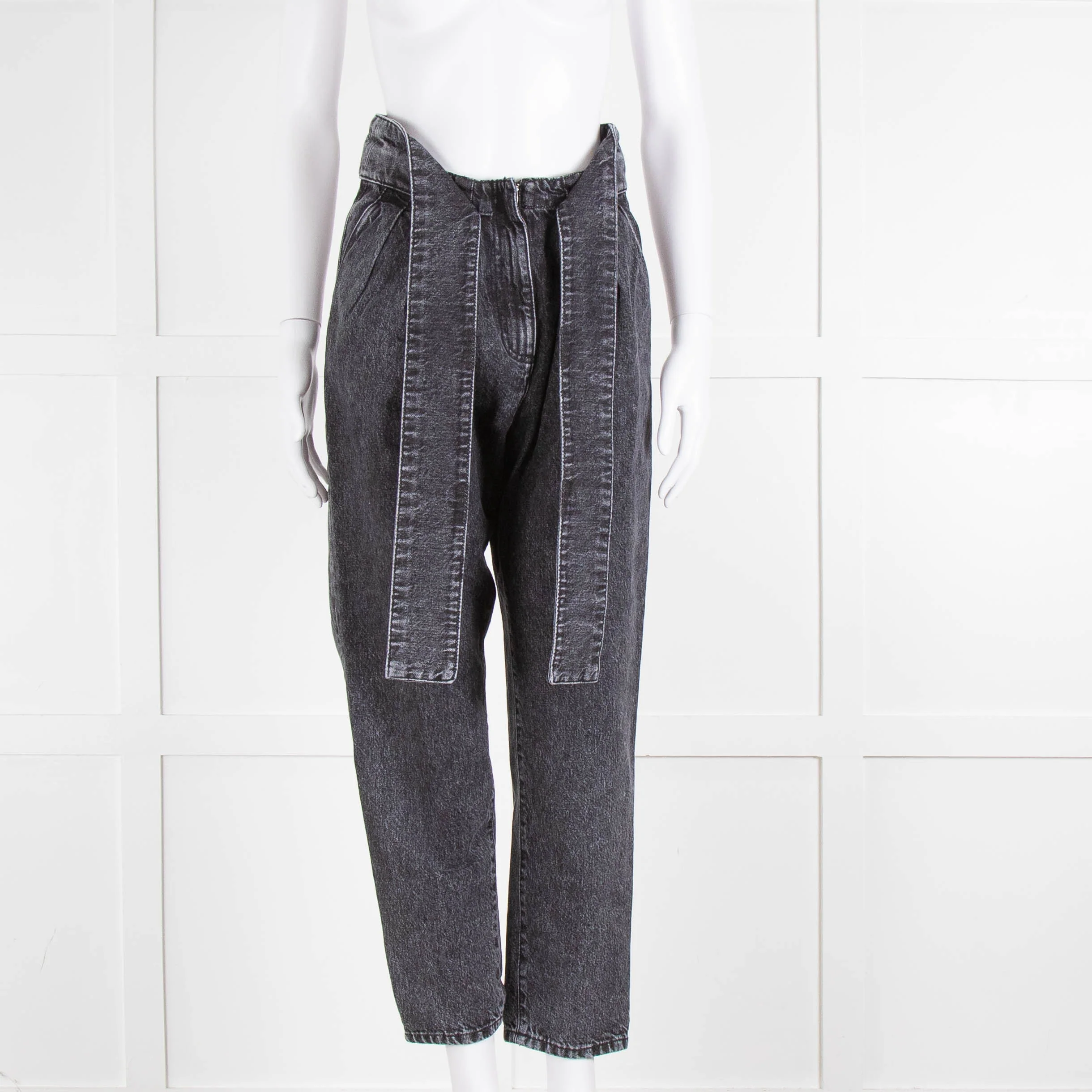 Iro Grey Paper Bag Tie Waist Jeans