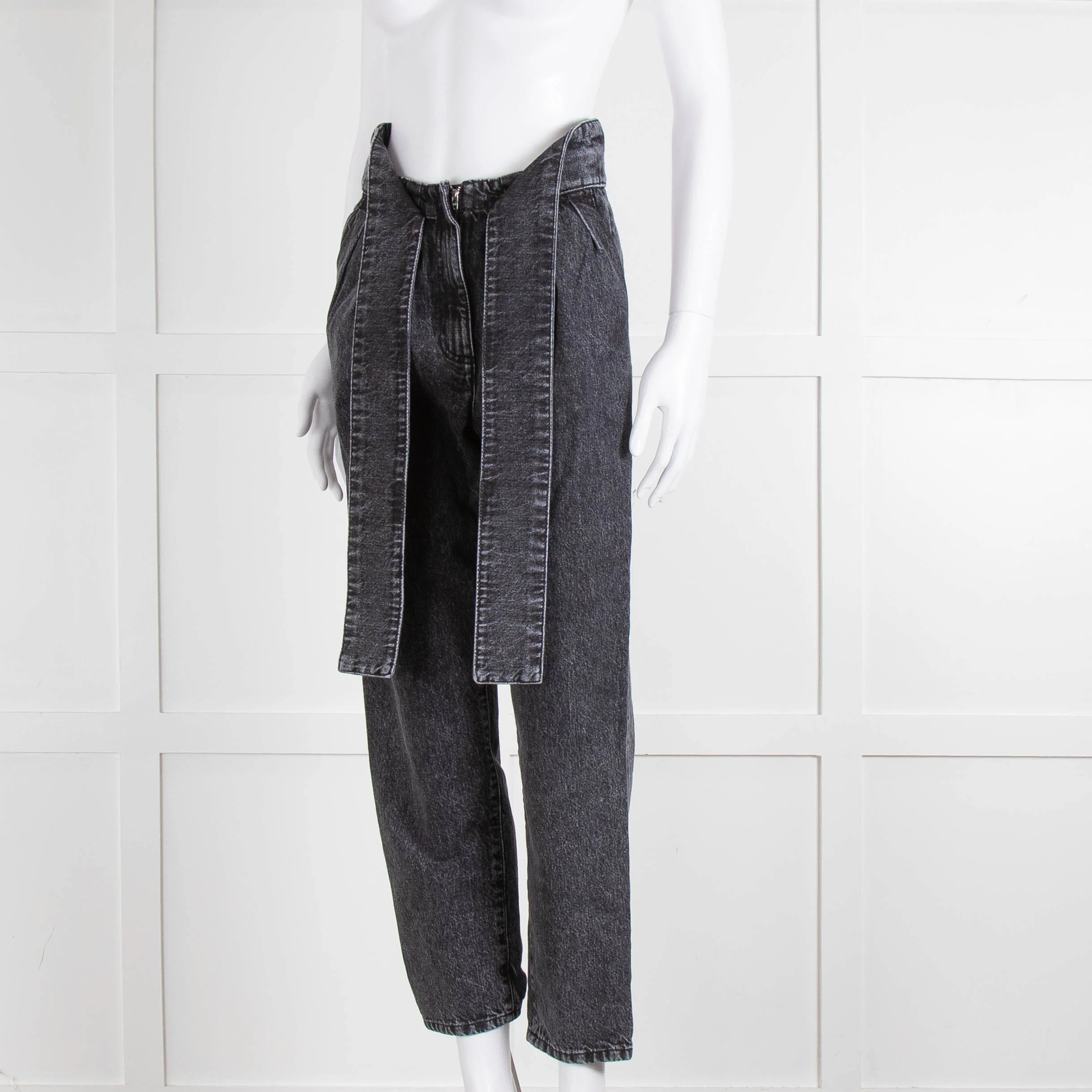 Iro Grey Paper Bag Tie Waist Jeans - Image 8