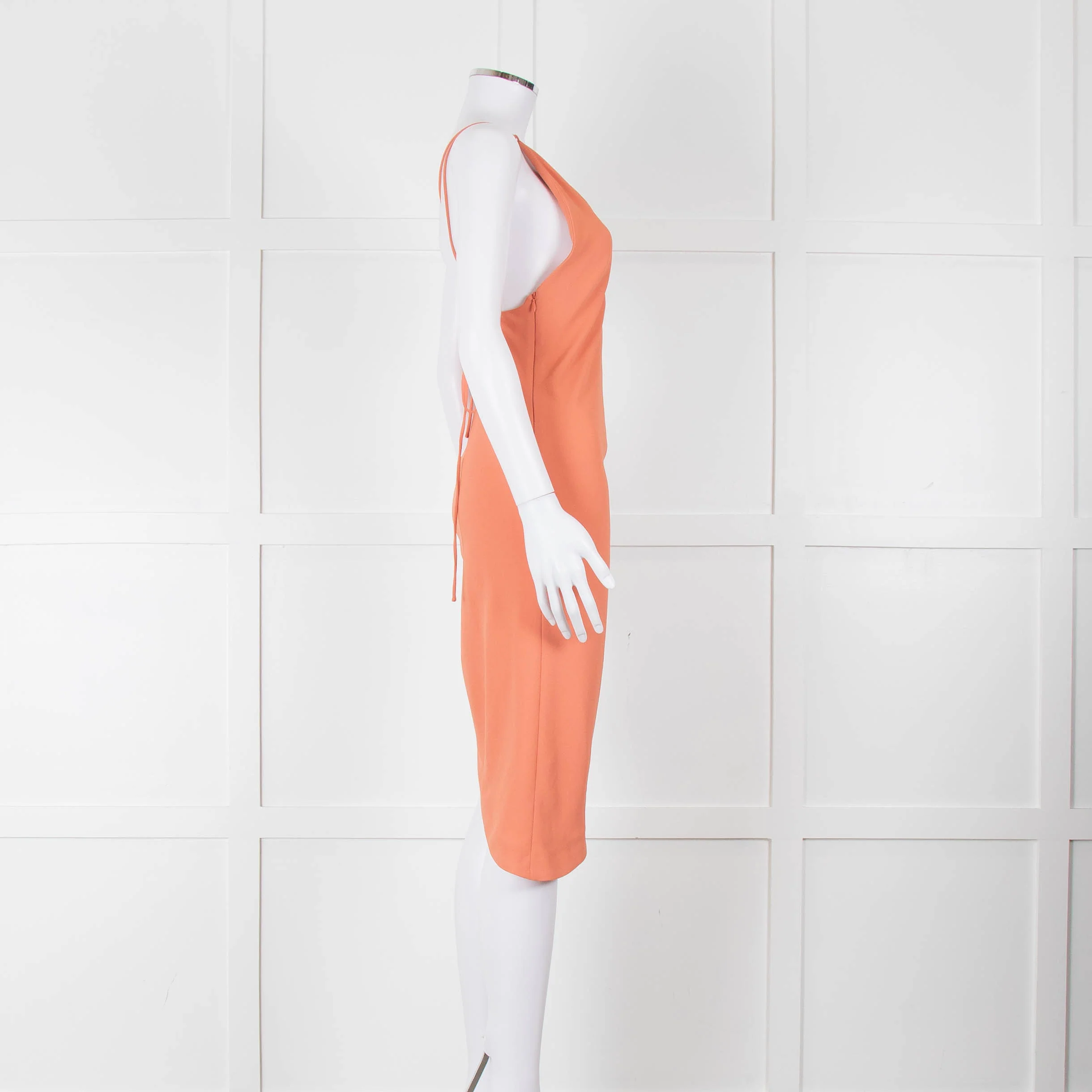 Iro Orange Sleeveless Asymmetric Tie-Up Back Dress - Image 3