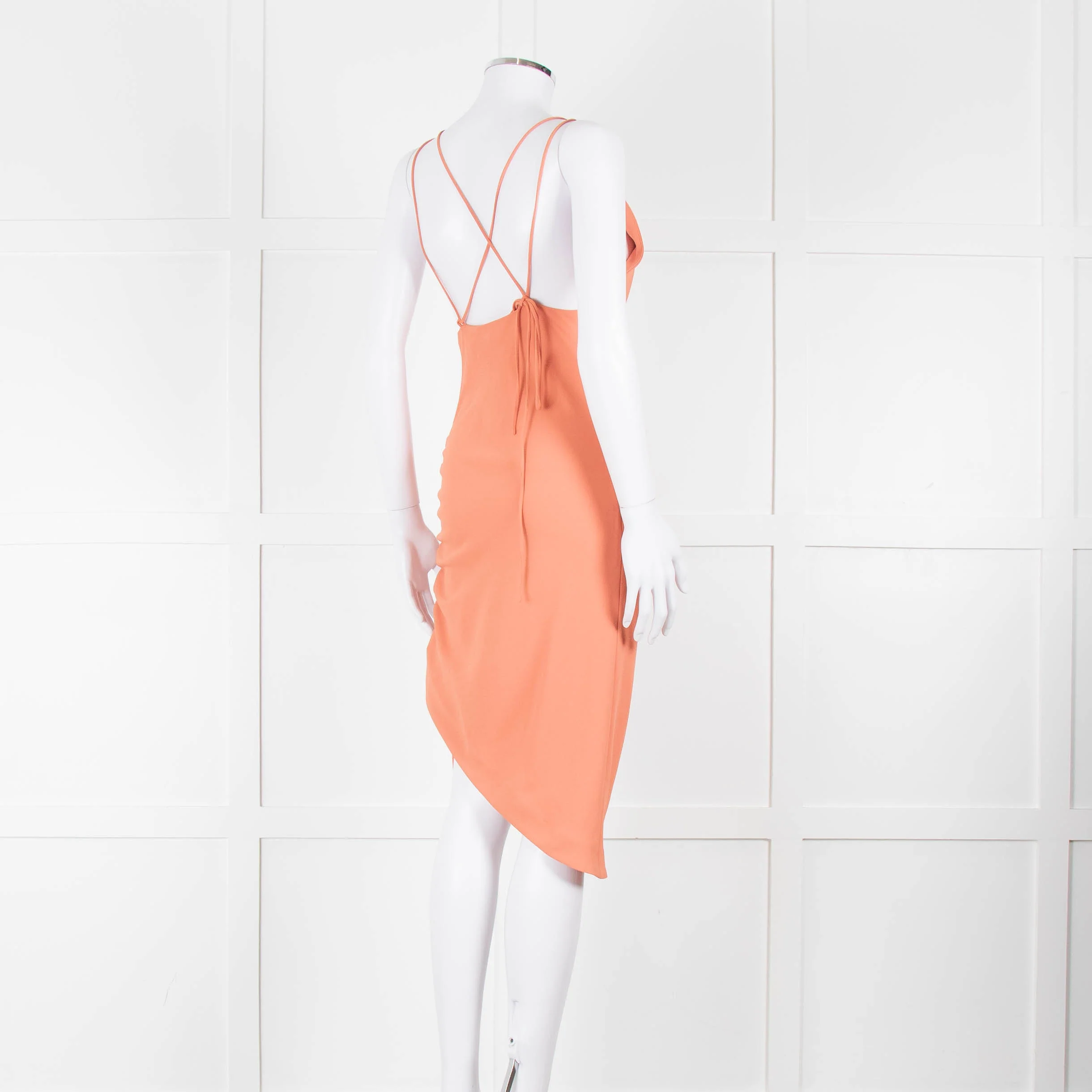 Iro Orange Sleeveless Asymmetric Tie-Up Back Dress - Image 4