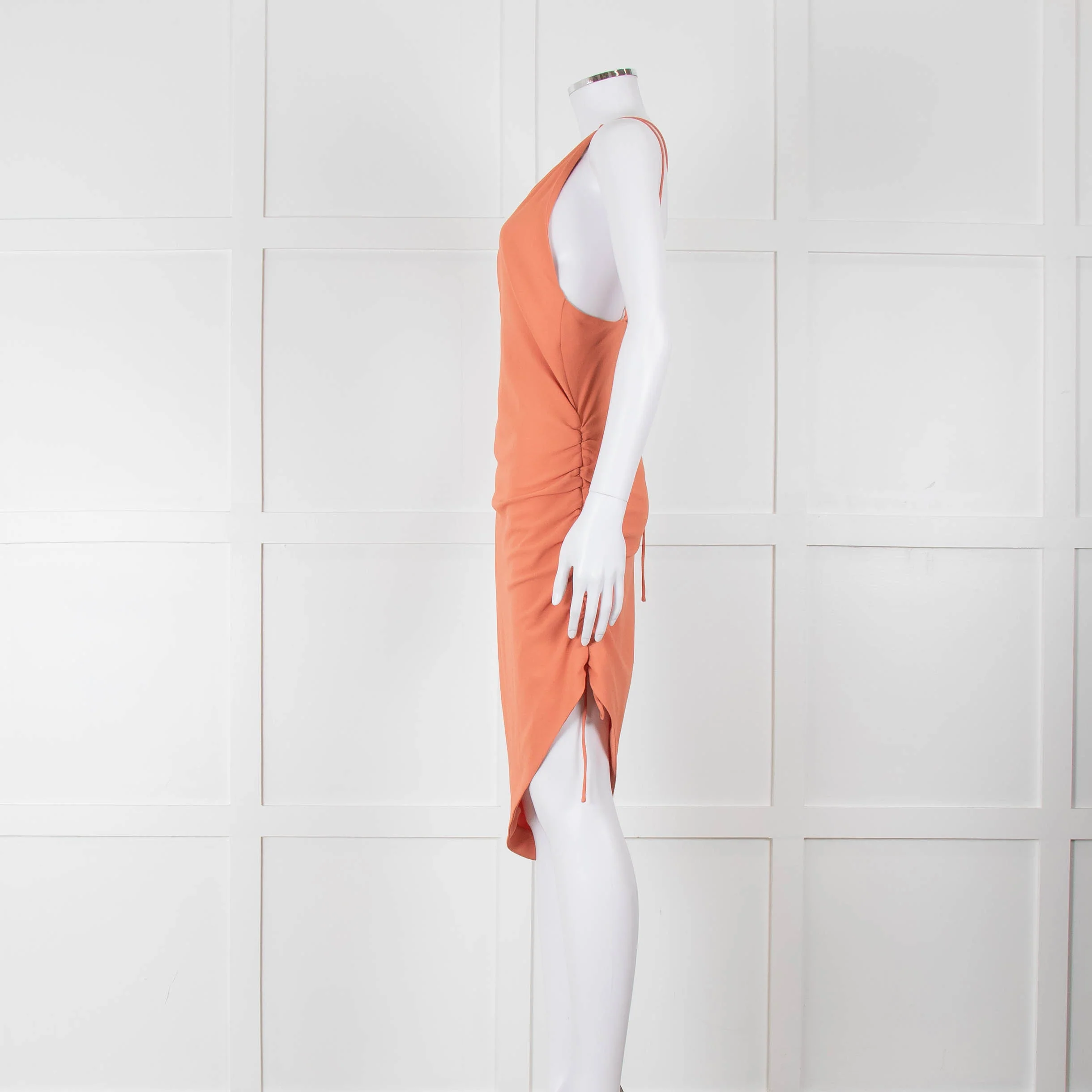Iro Orange Sleeveless Asymmetric Tie-Up Back Dress - Image 7