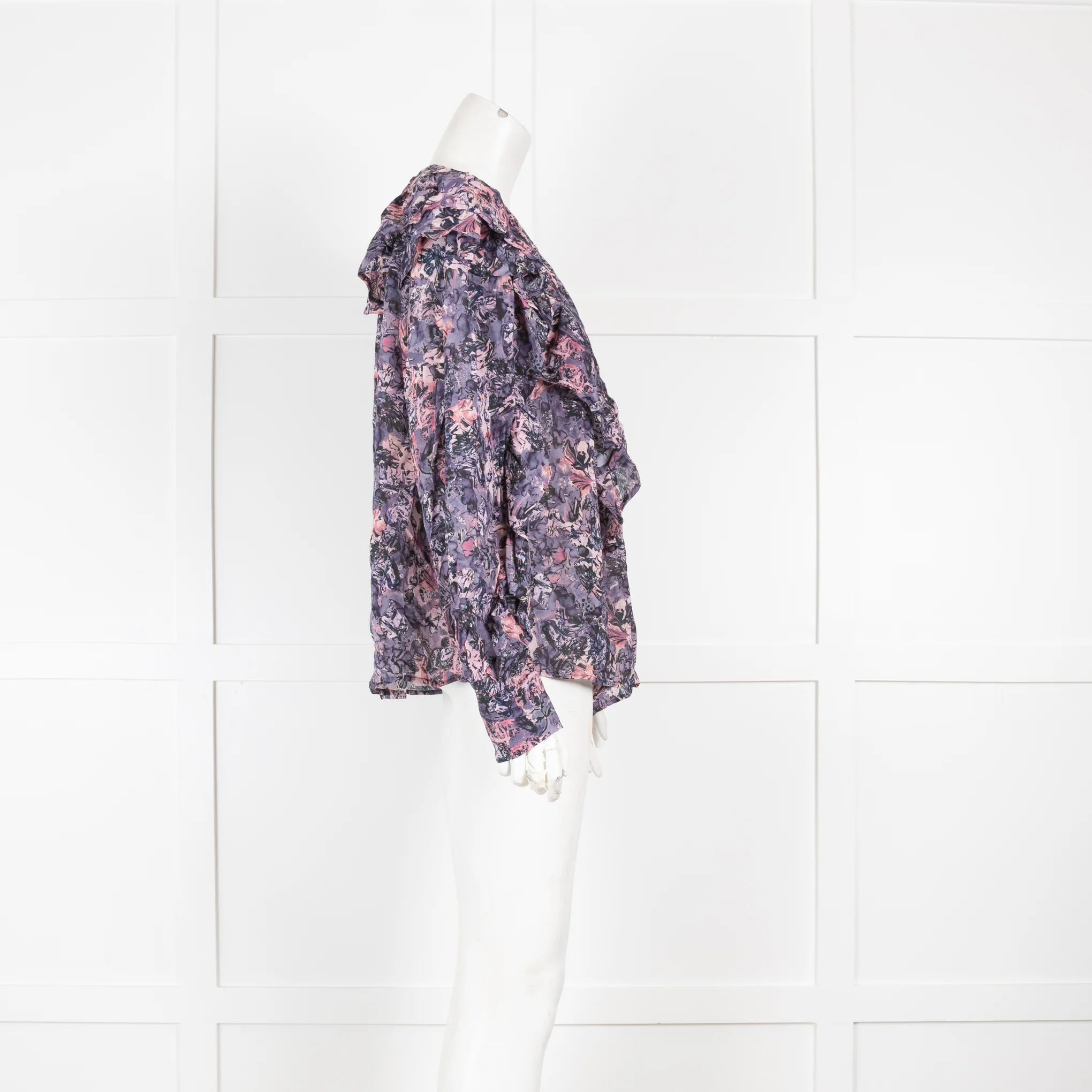 Iro Pink and Purple Floral And Frill Blouse - Image 2