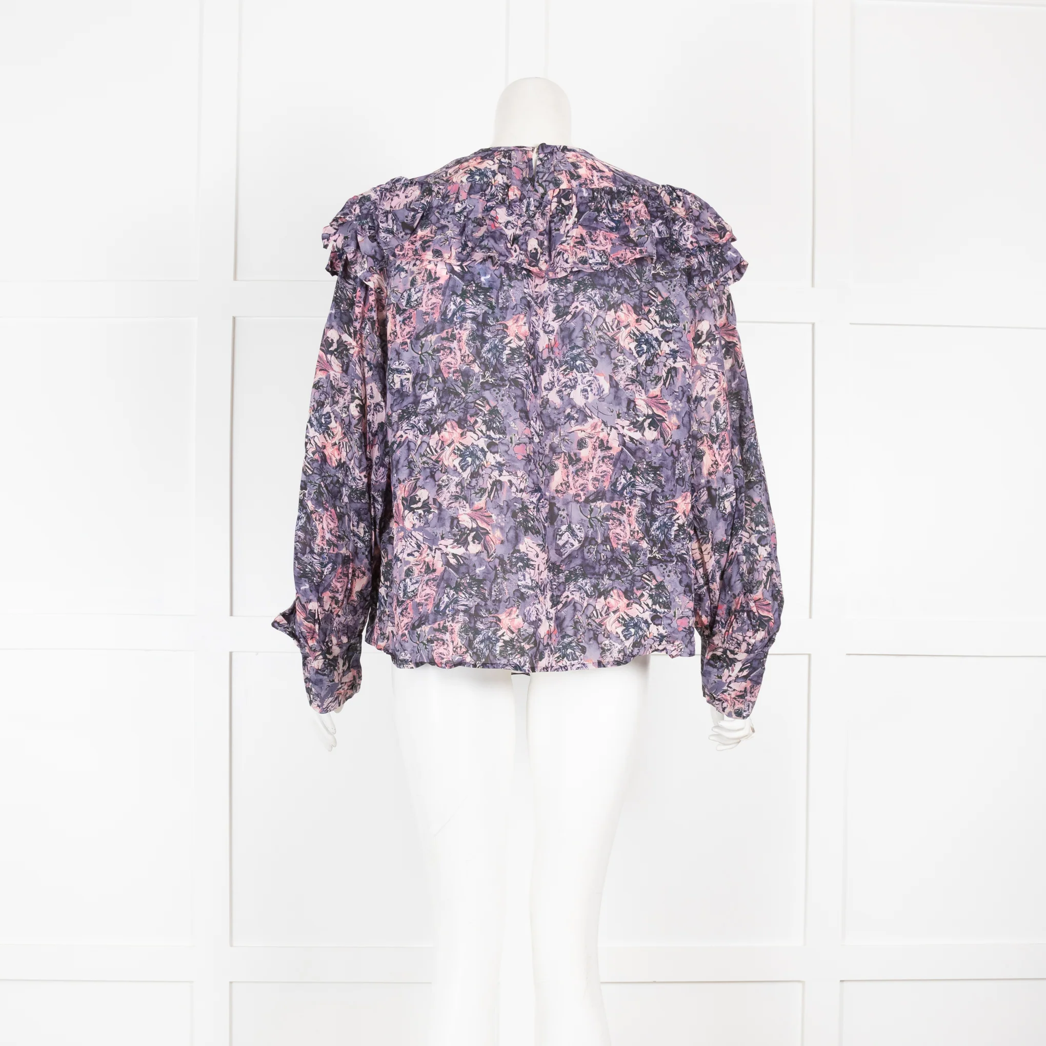 Iro Pink and Purple Floral And Frill Blouse - Image 3