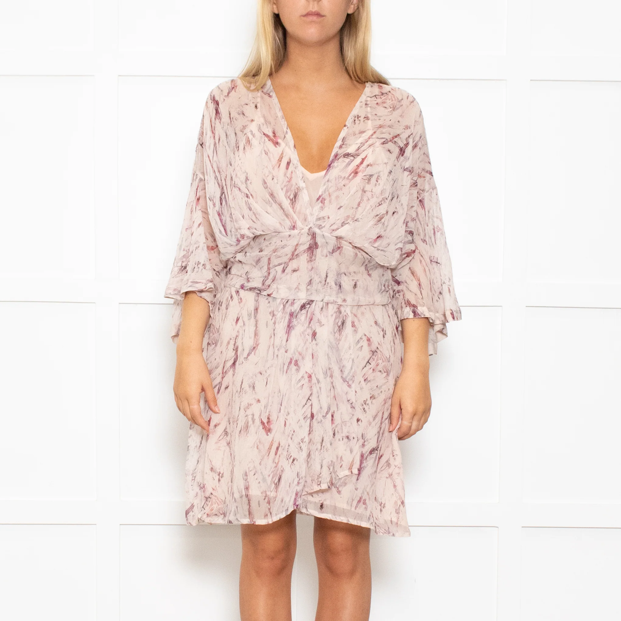 Iro Pink Patterned Ruched Waist and Wide Sleeves - Image 2