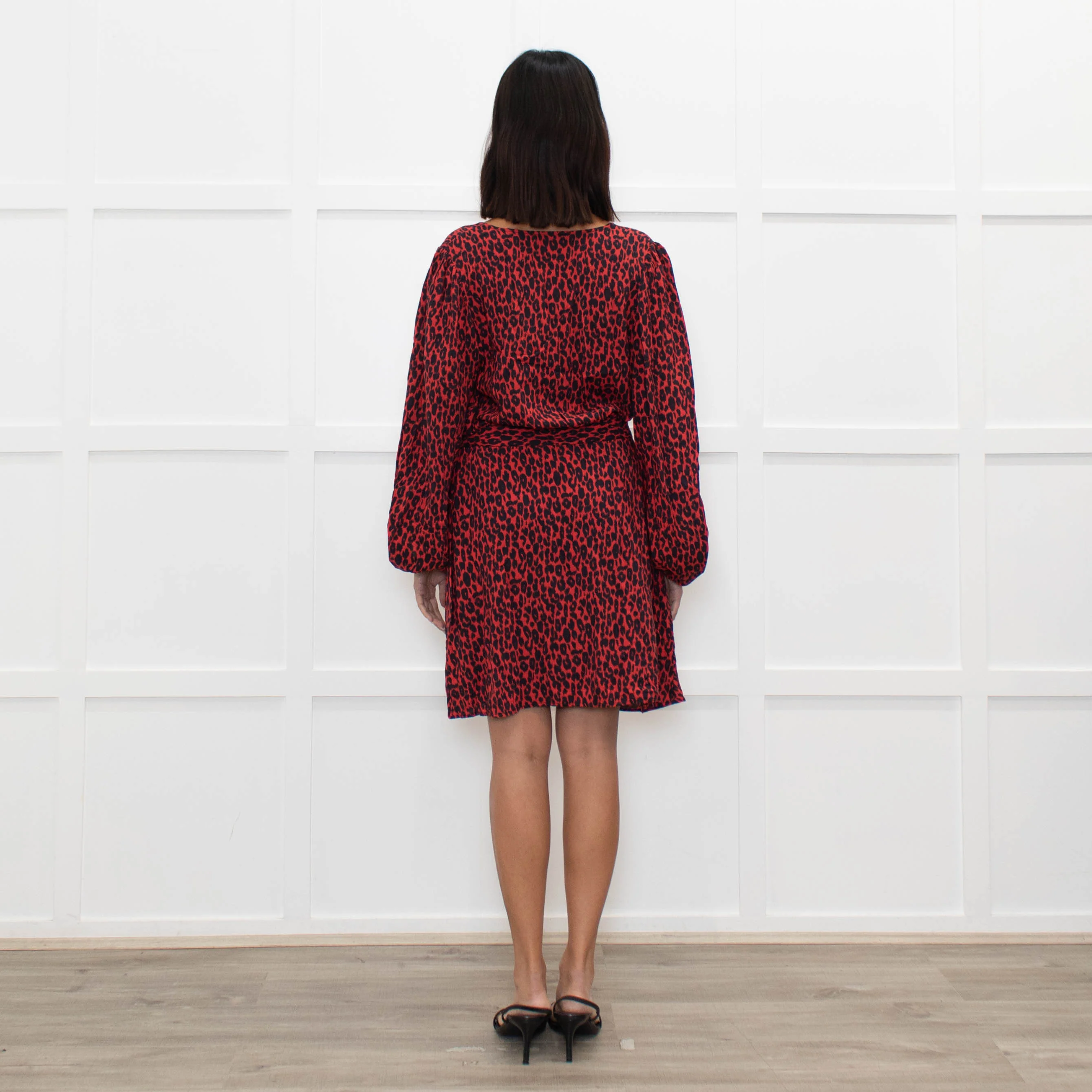 Iro Red Black Animal Print Wrap Mini Dress - Image 5