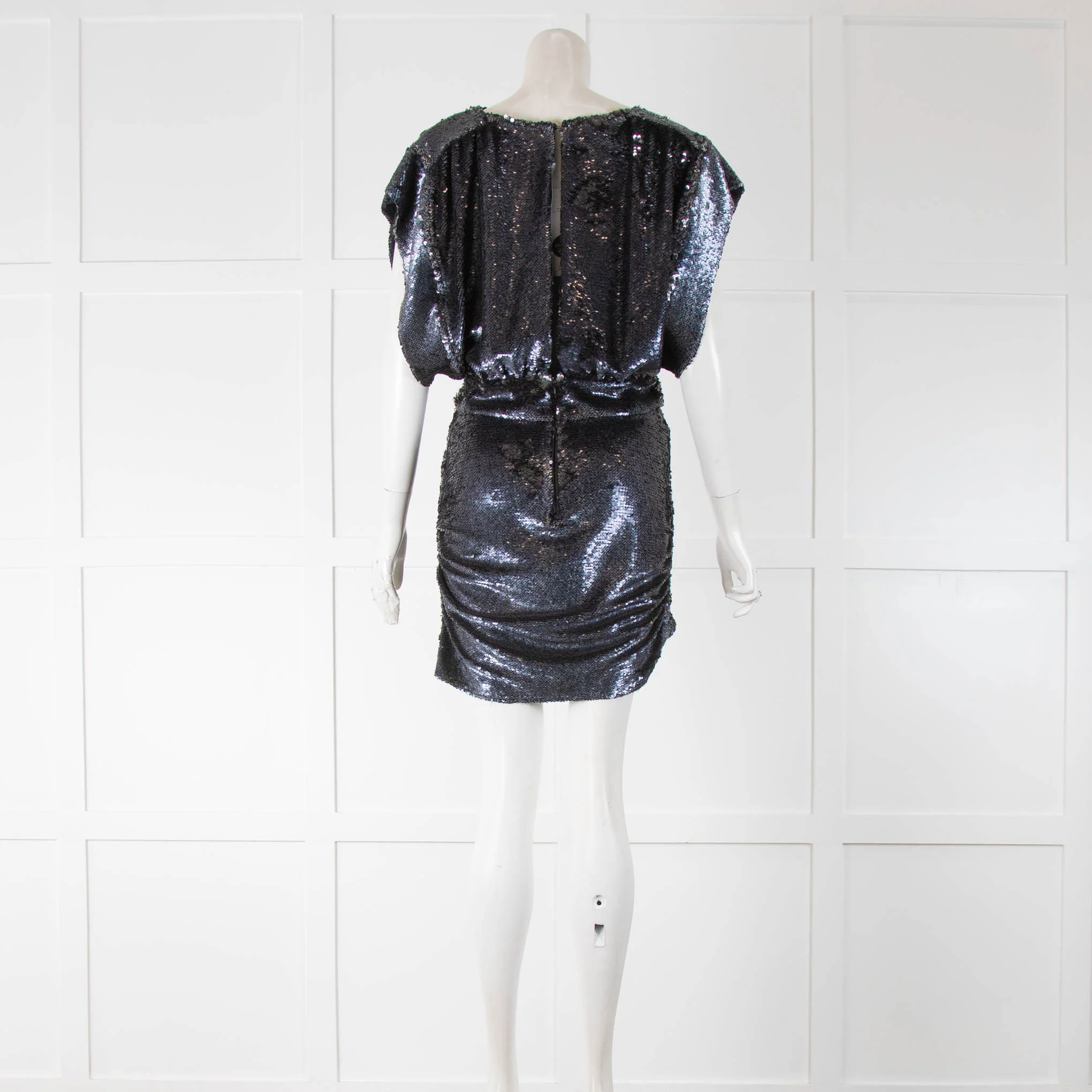 Iro Silver Sequin Sleeveless Mini Dress - Image 3