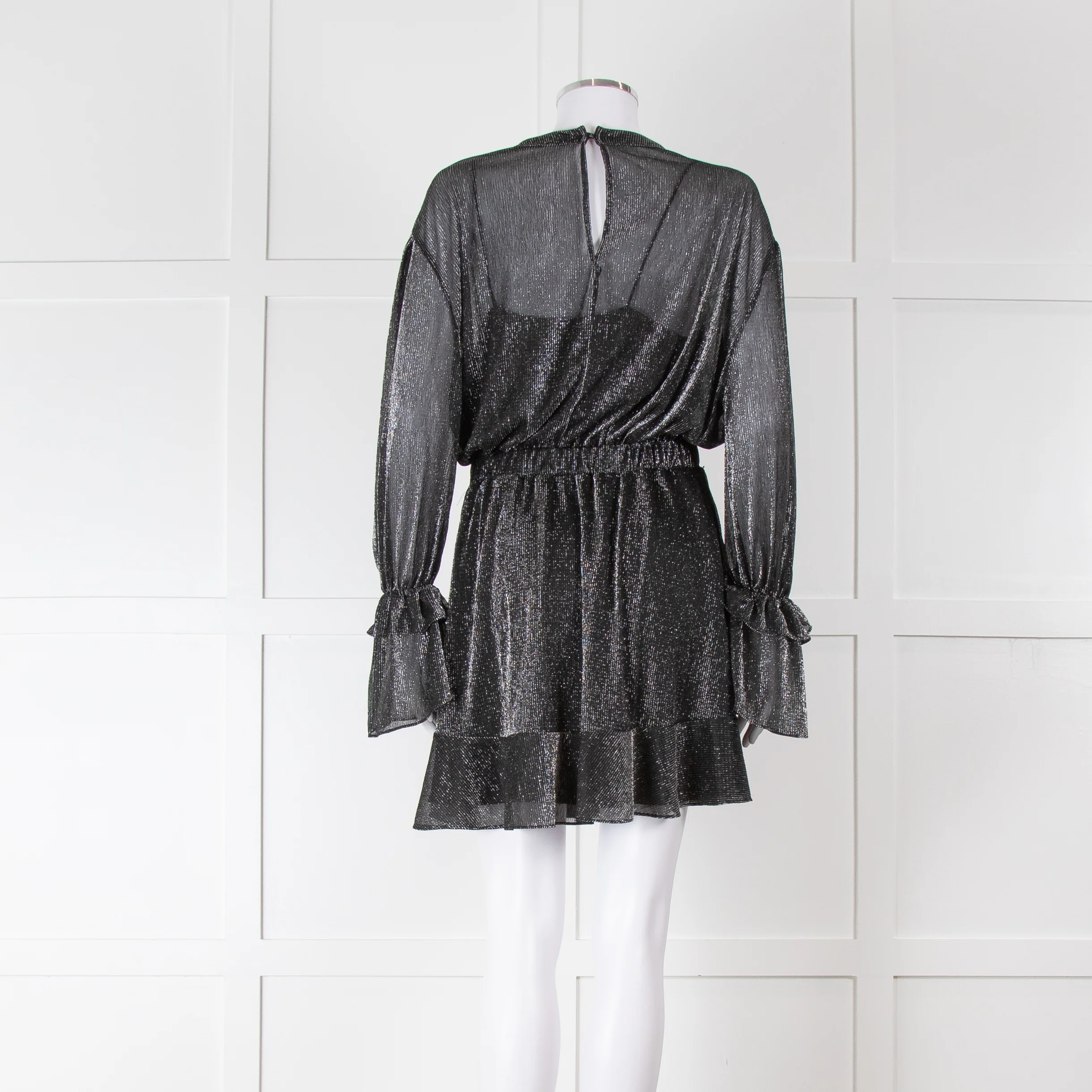 IRO Sparkle Thread Tiered Mini Dress with Elasticated Frill Cuffs - Image 5