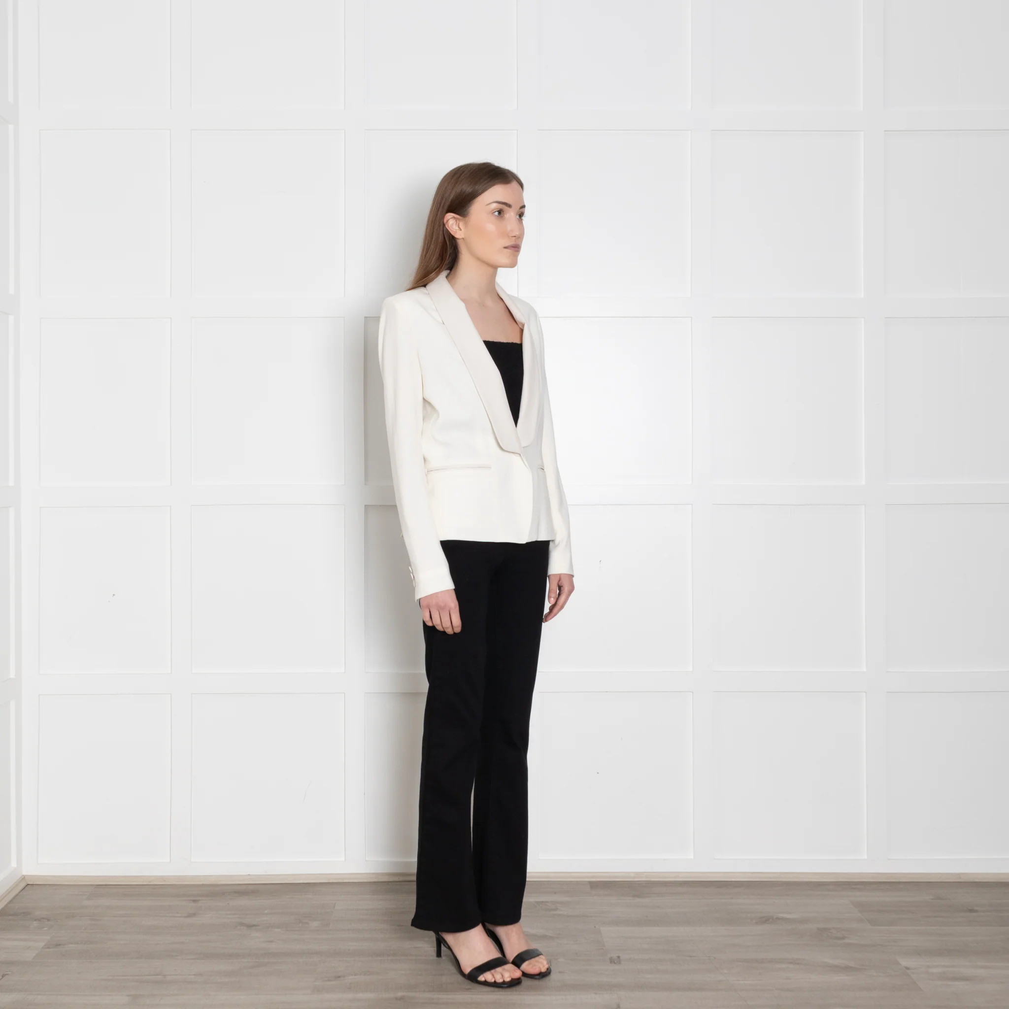IRO White Tuxedo Jacket With Faux Leather Collar - Image 7