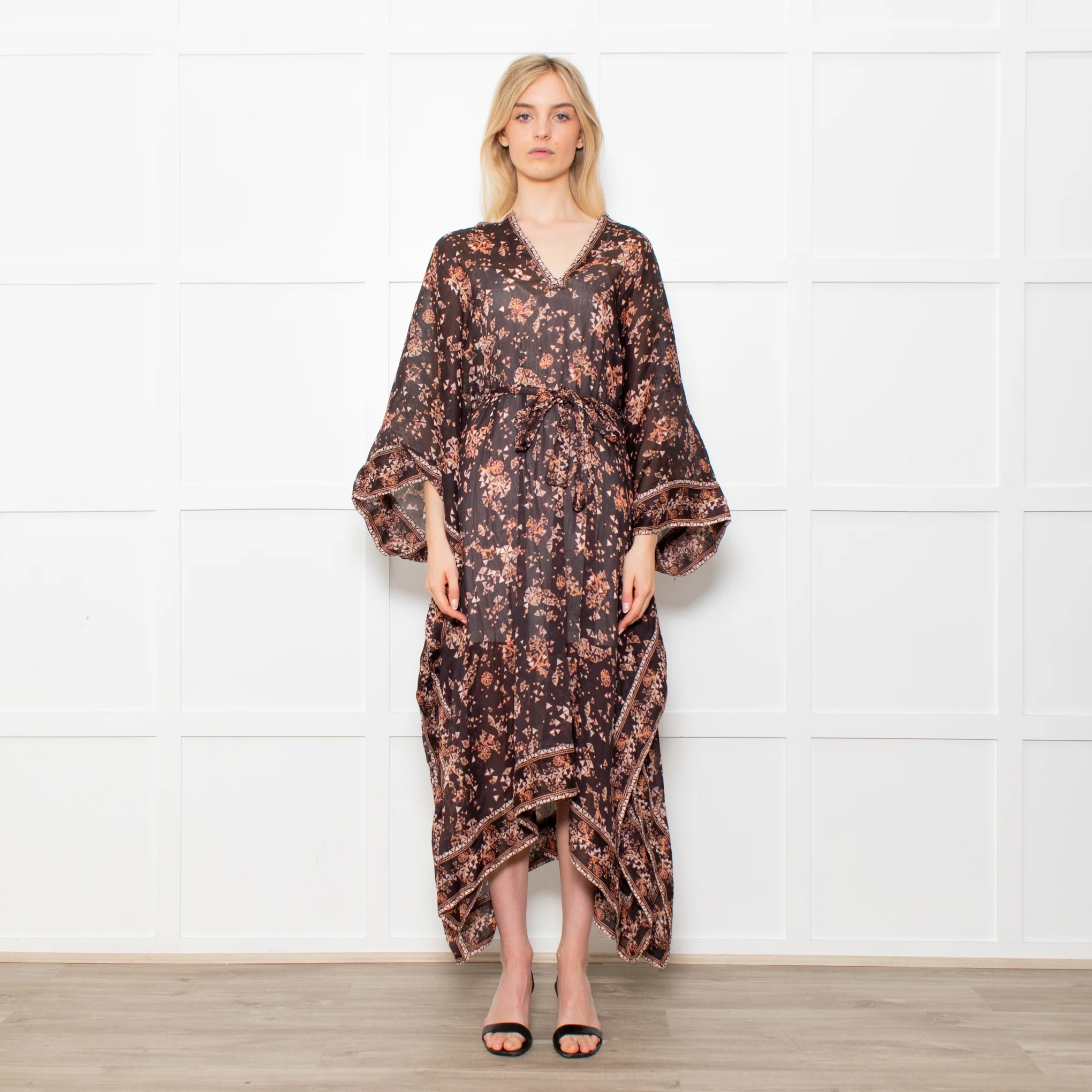 Isabel Marant Amira Black And Brown Pattern Cotton And Silk Blend Midi Dress - Image 3