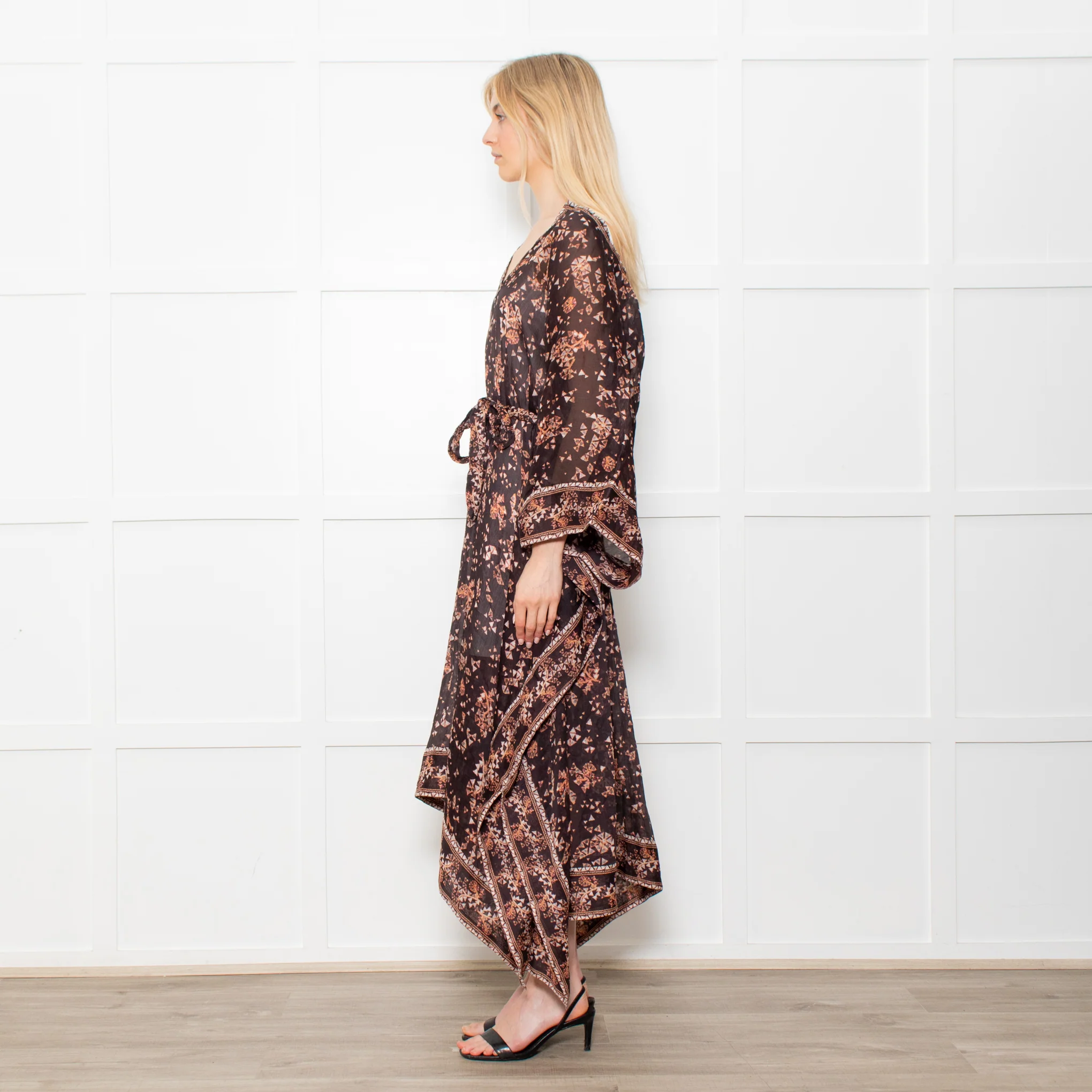 Isabel Marant Amira Black And Brown Pattern Cotton And Silk Blend Midi Dress - Image 5
