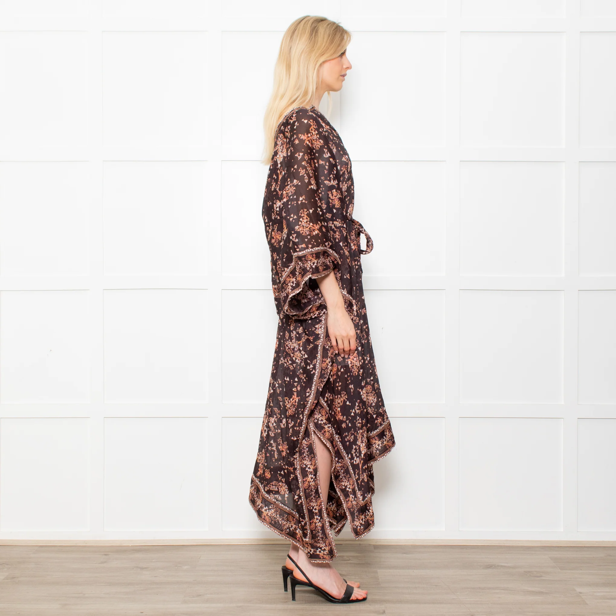 Isabel Marant Amira Black And Brown Pattern Cotton And Silk Blend Midi Dress - Image 7