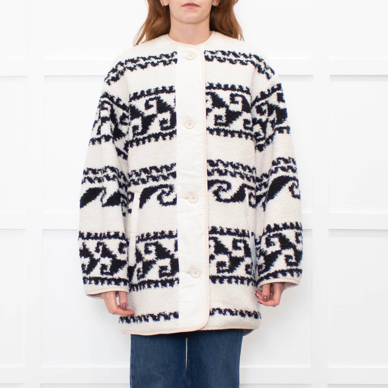 Isabel Marant Black And Cream Reversible Himemma Oversized Jacket - Image 2