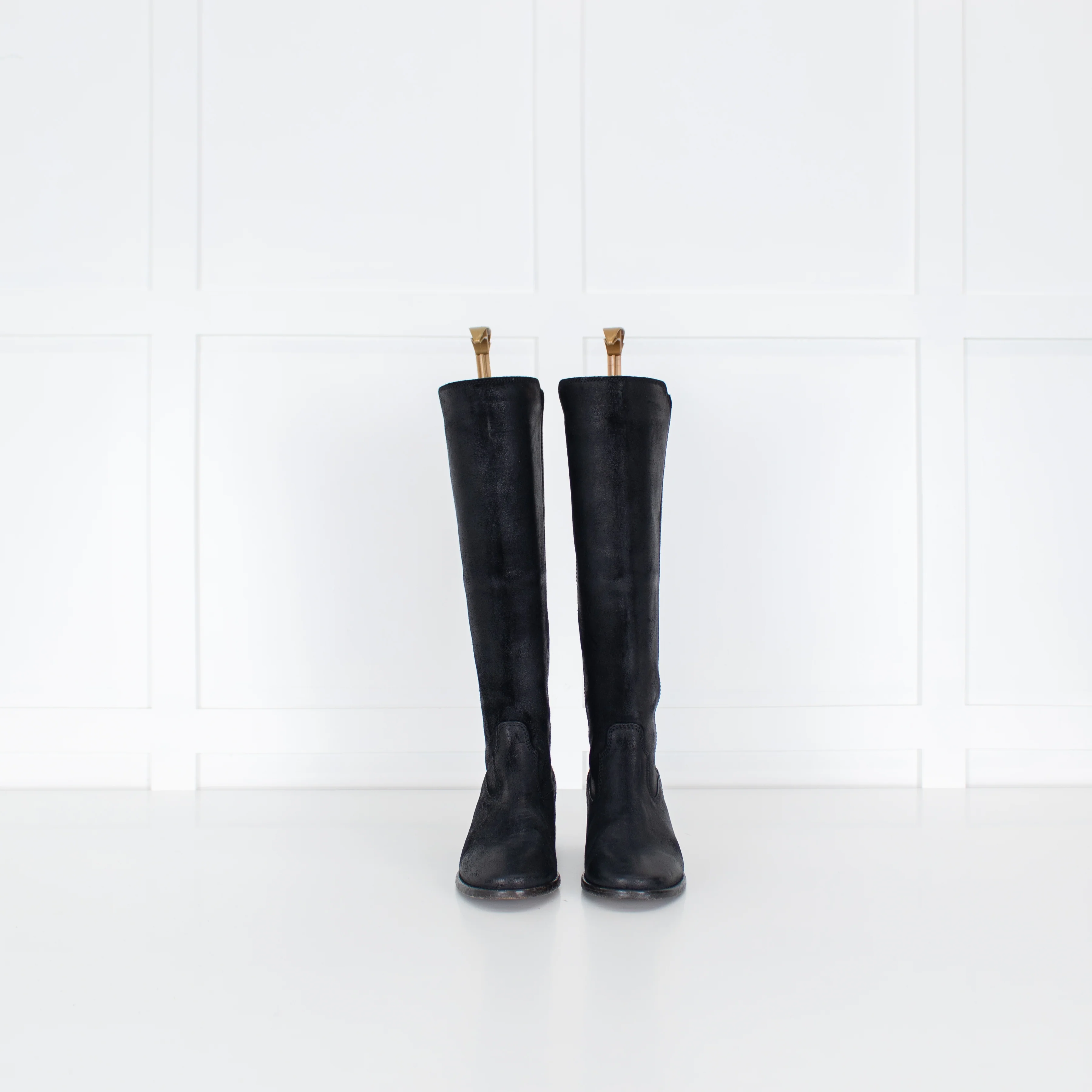 Isabel Marant Black Distressed Leather Flat Boots - Image 2