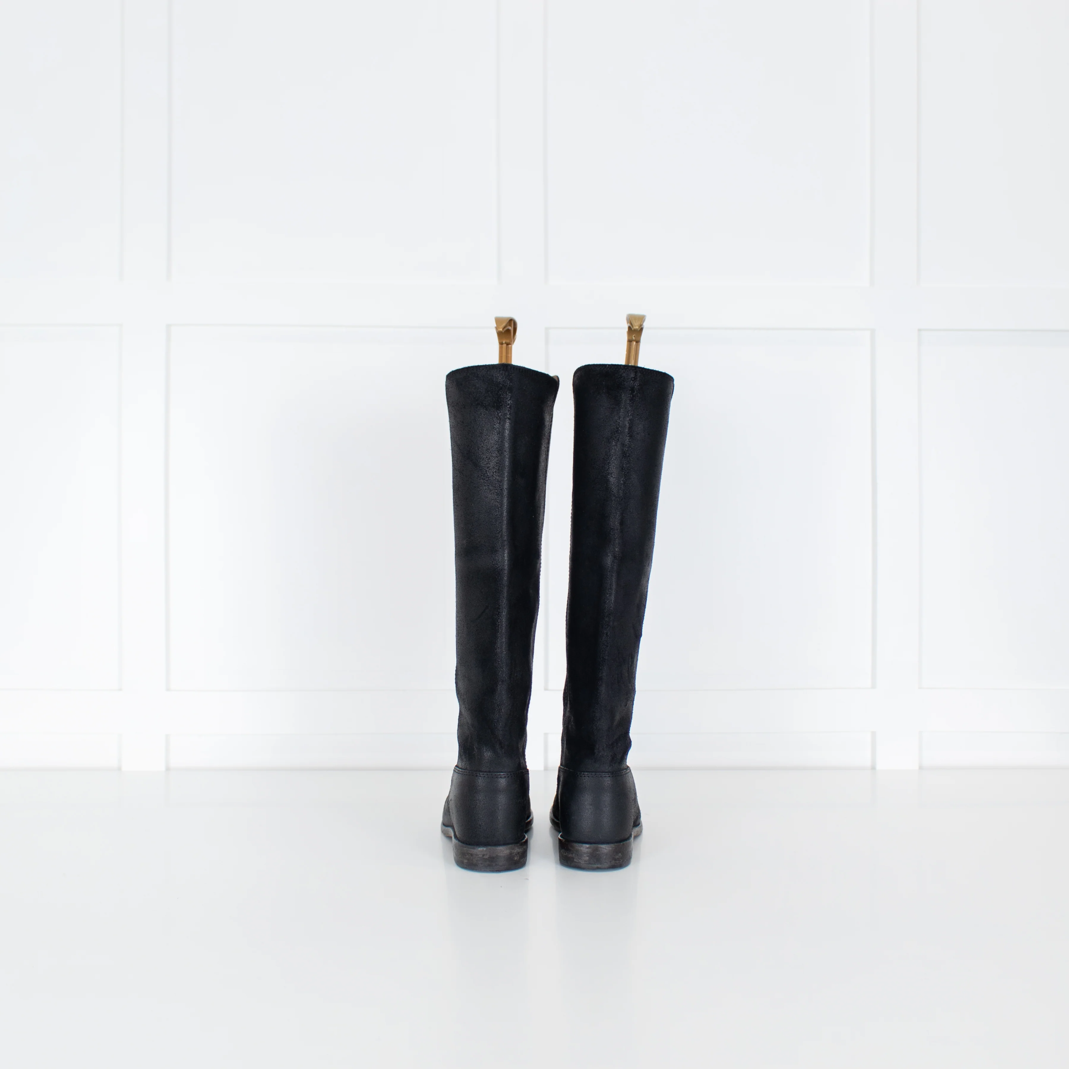 Isabel Marant Black Distressed Leather Flat Boots - Image 4