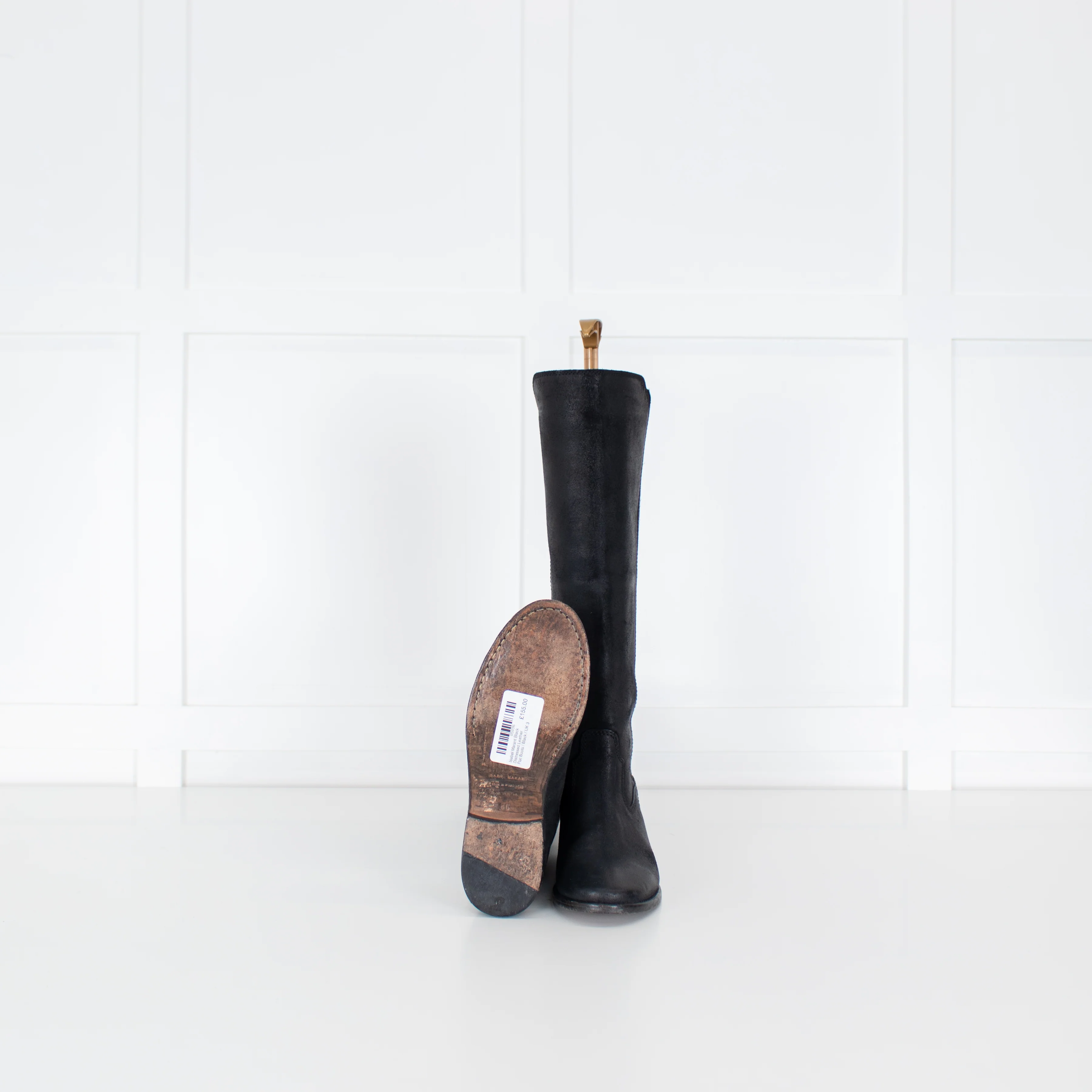 Isabel Marant Black Distressed Leather Flat Boots - Image 5