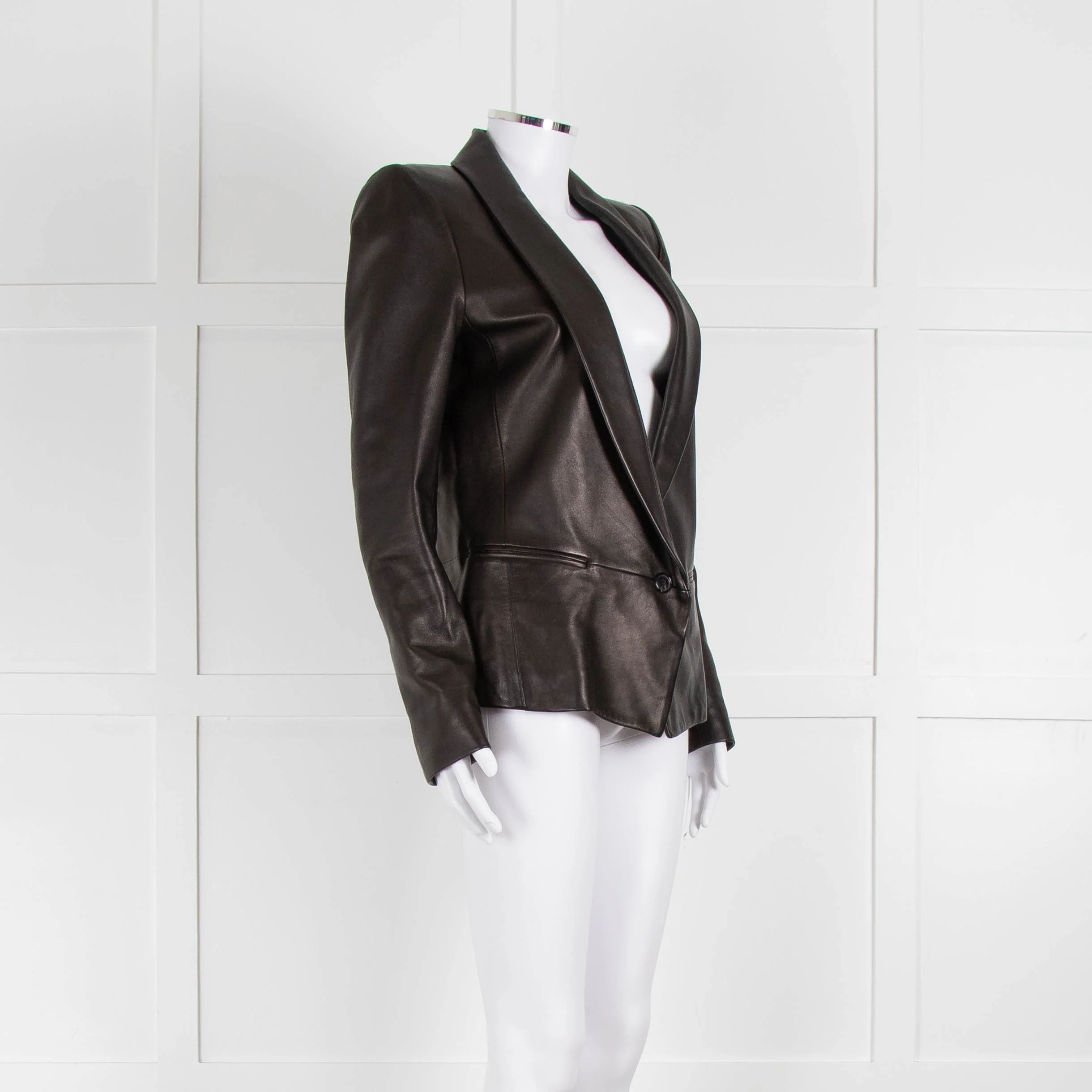 Isabel Marant Black Leather Blazer Jacket - Image 2