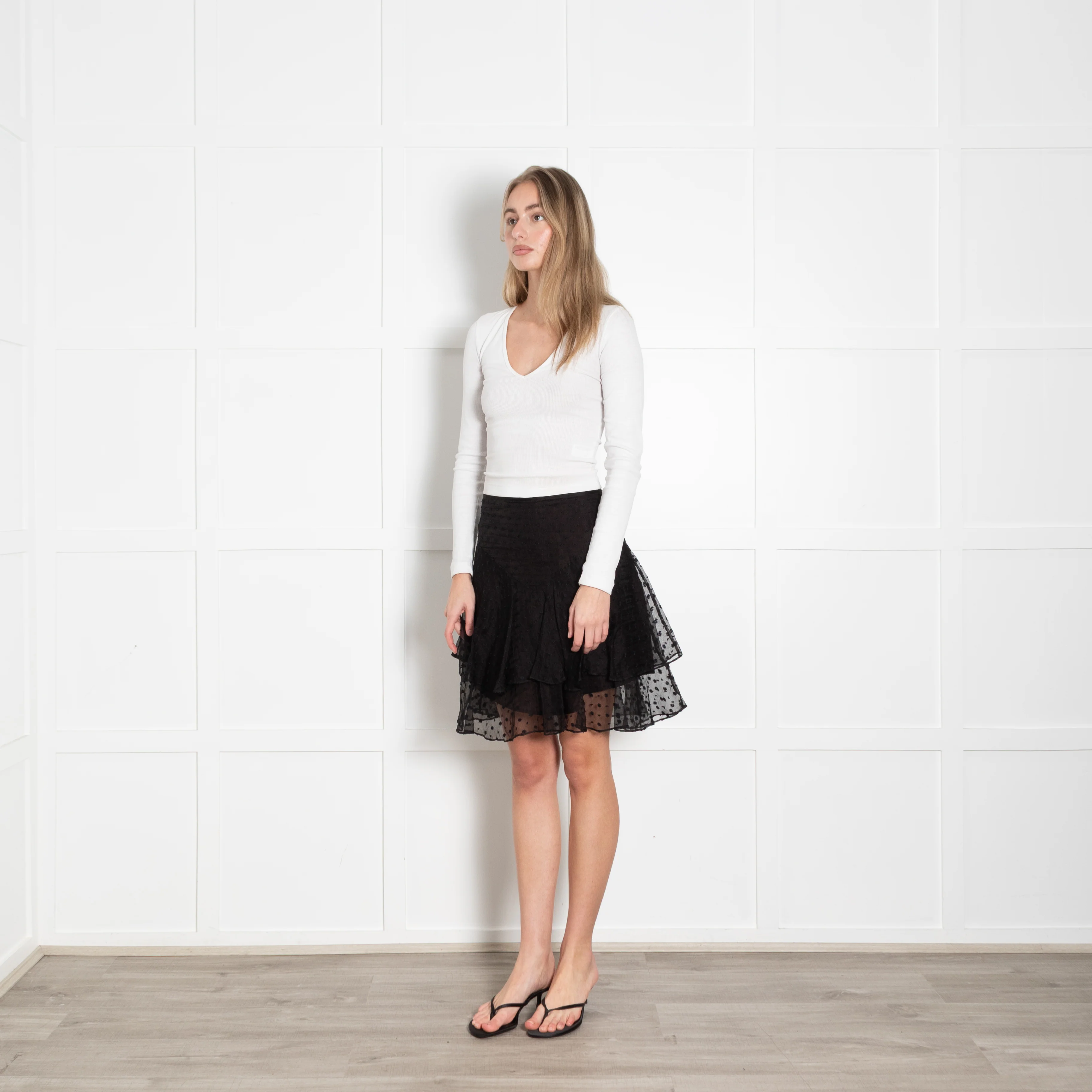 Isabel Marant Brown Navy Sheer Embroidered Mini Skirt - Image 4
