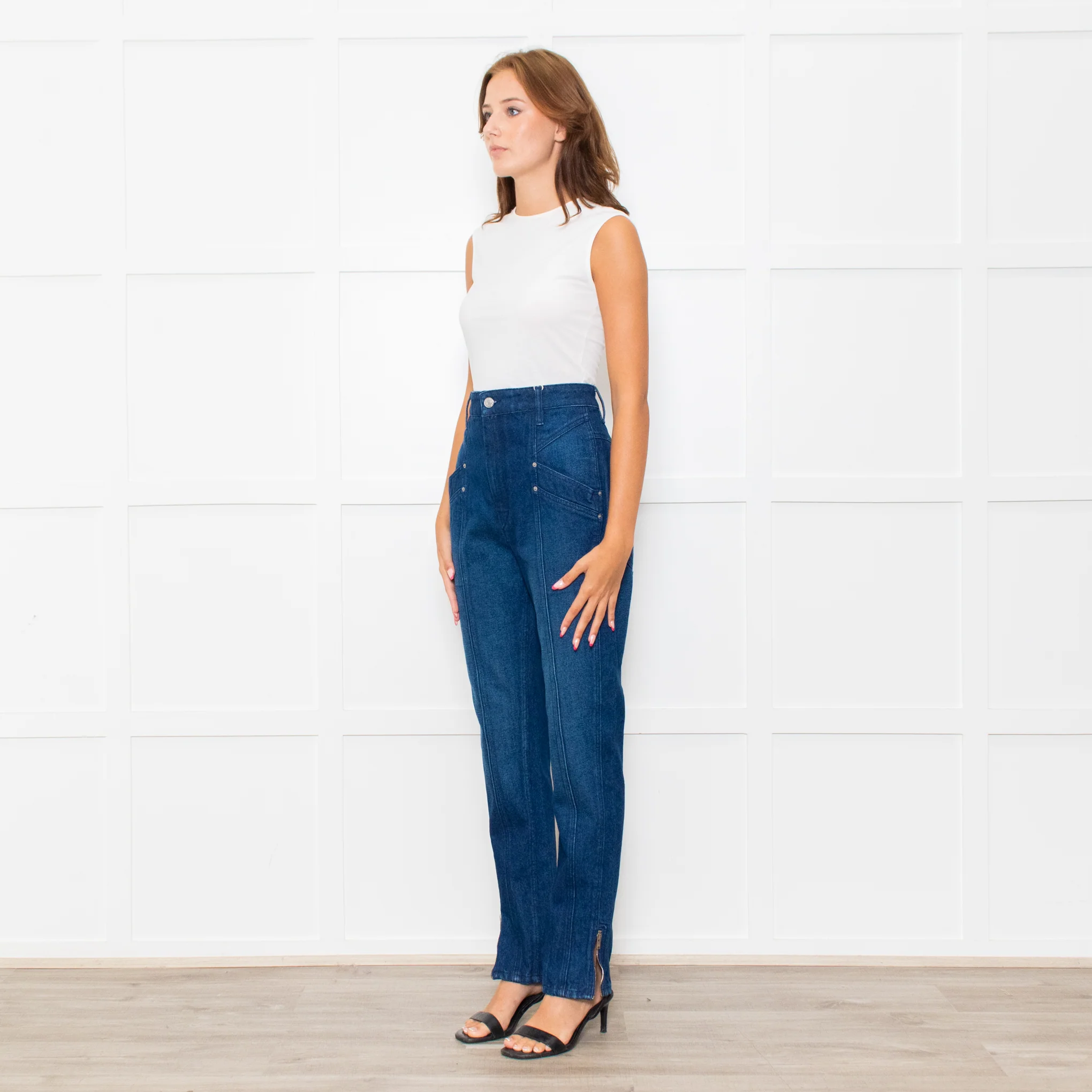 Isabel Marant Blue Ankle Zip Jeans - Image 3