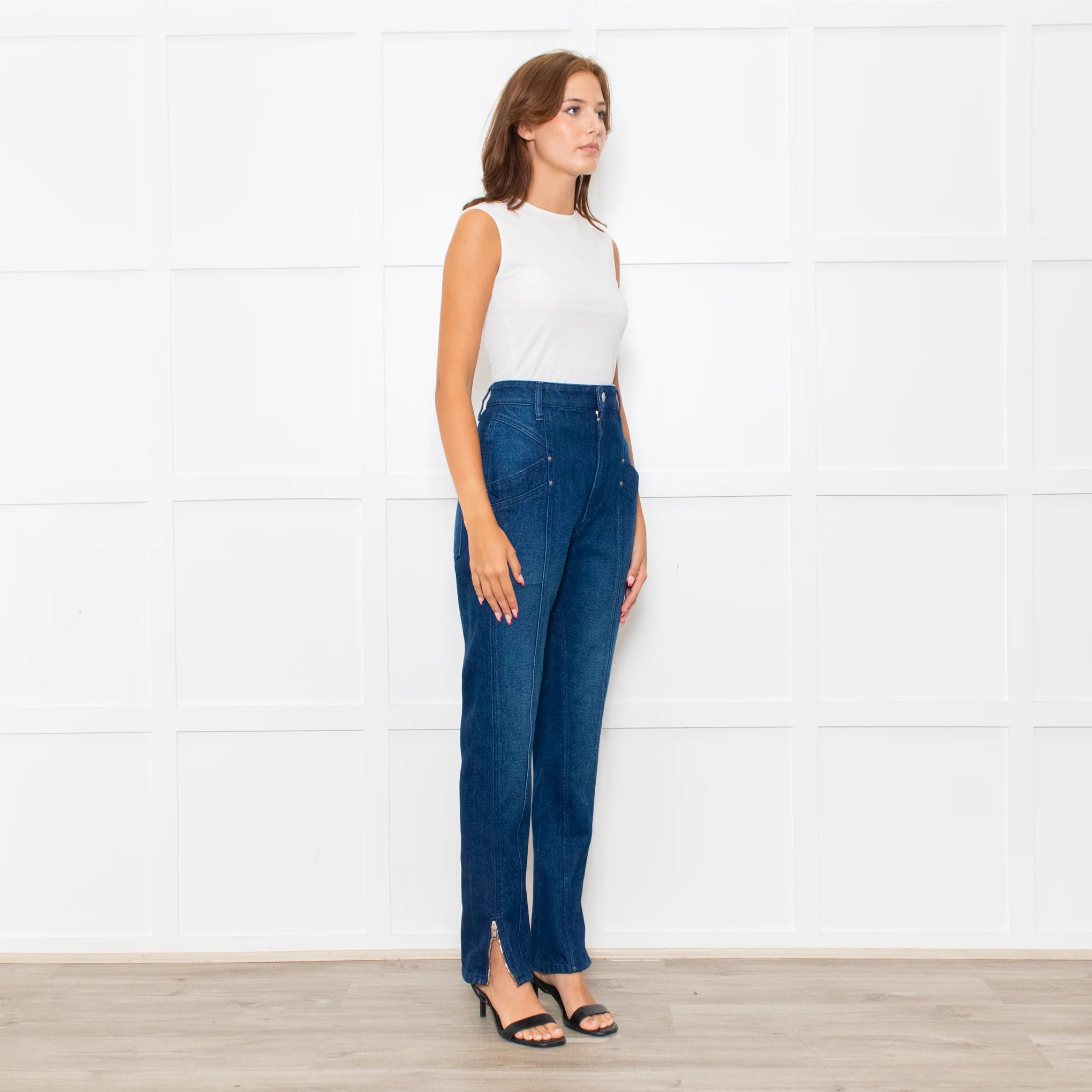 Isabel Marant Blue Ankle Zip Jeans - Image 4