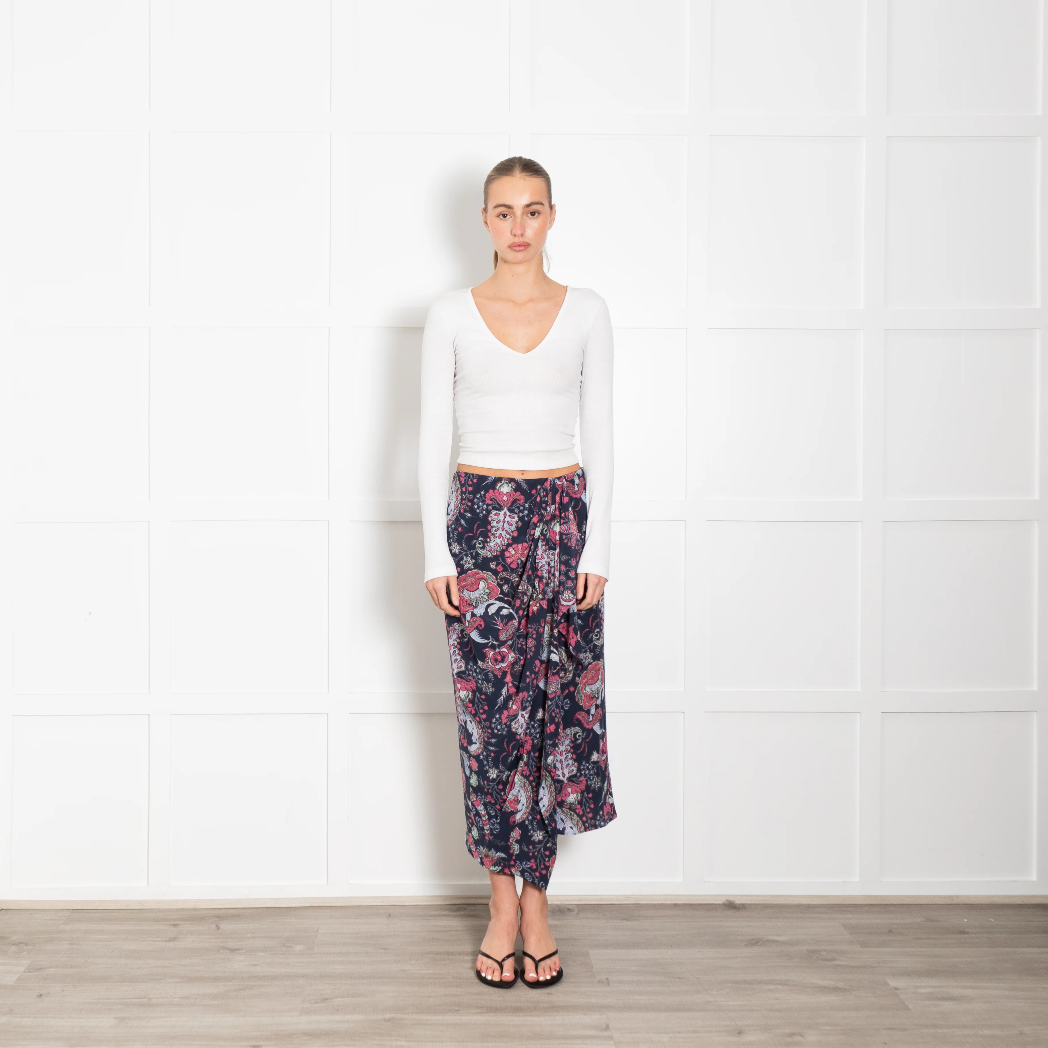 Isabel Marant Blue Pink Floral Silk Skirt
