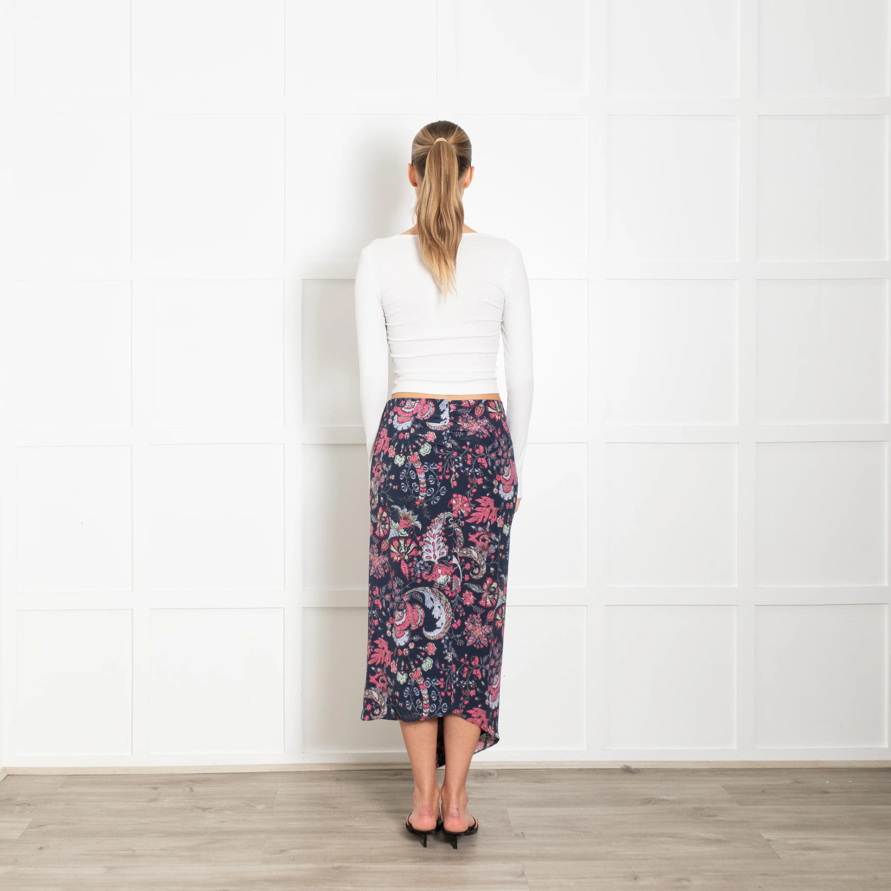 Isabel Marant Blue Pink Floral Silk Skirt - Image 5