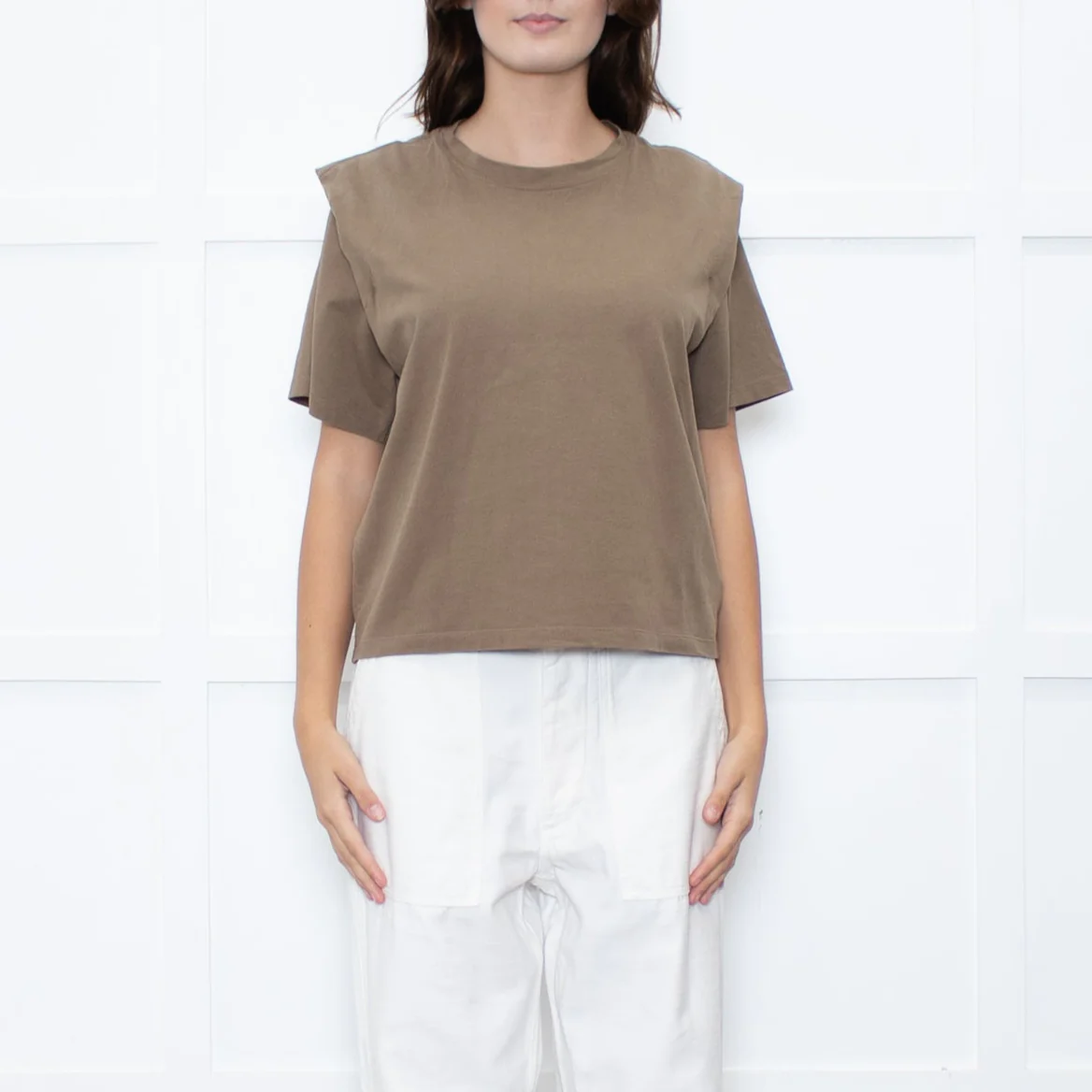 Isabel Marant Brown Tuck Shoulder T-Shirt - Image 2