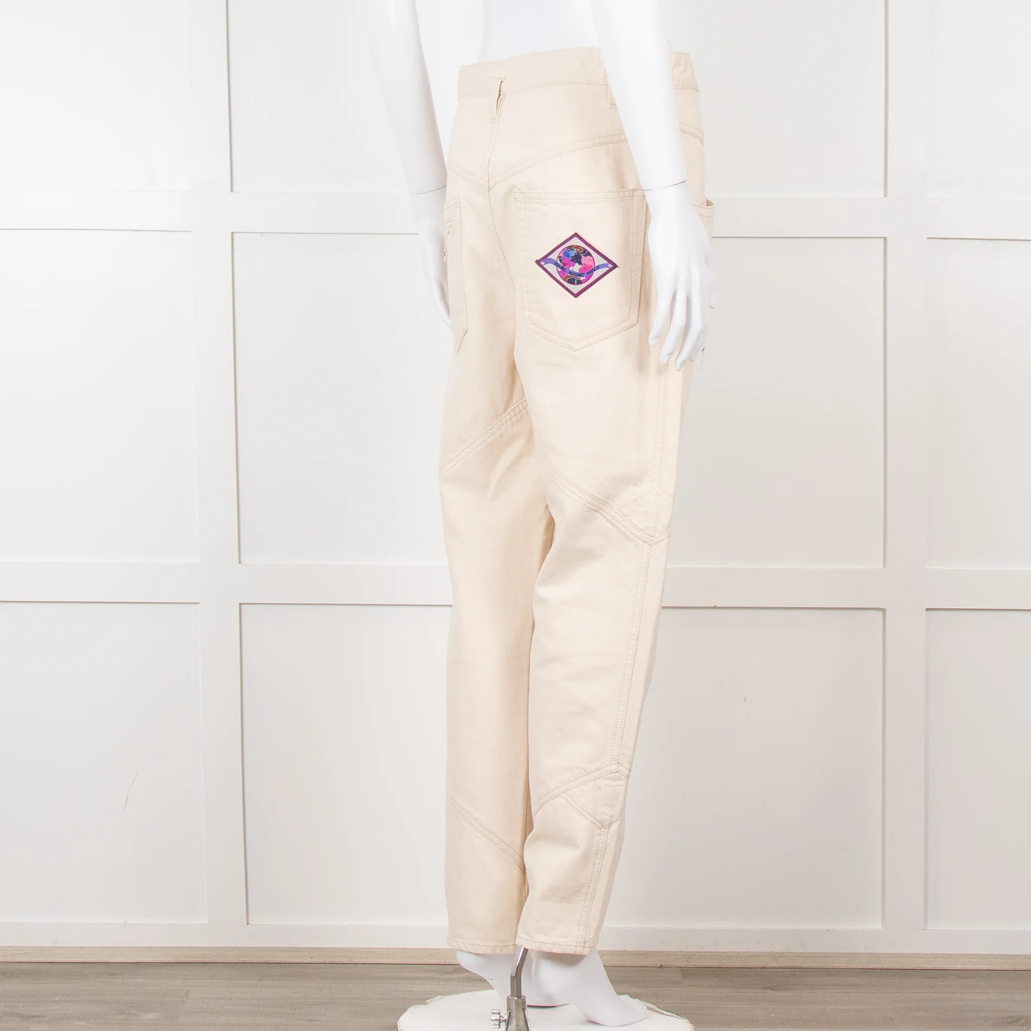 Isabel Marant Cream Embroidered Pocket Detail Jeans - Image 6