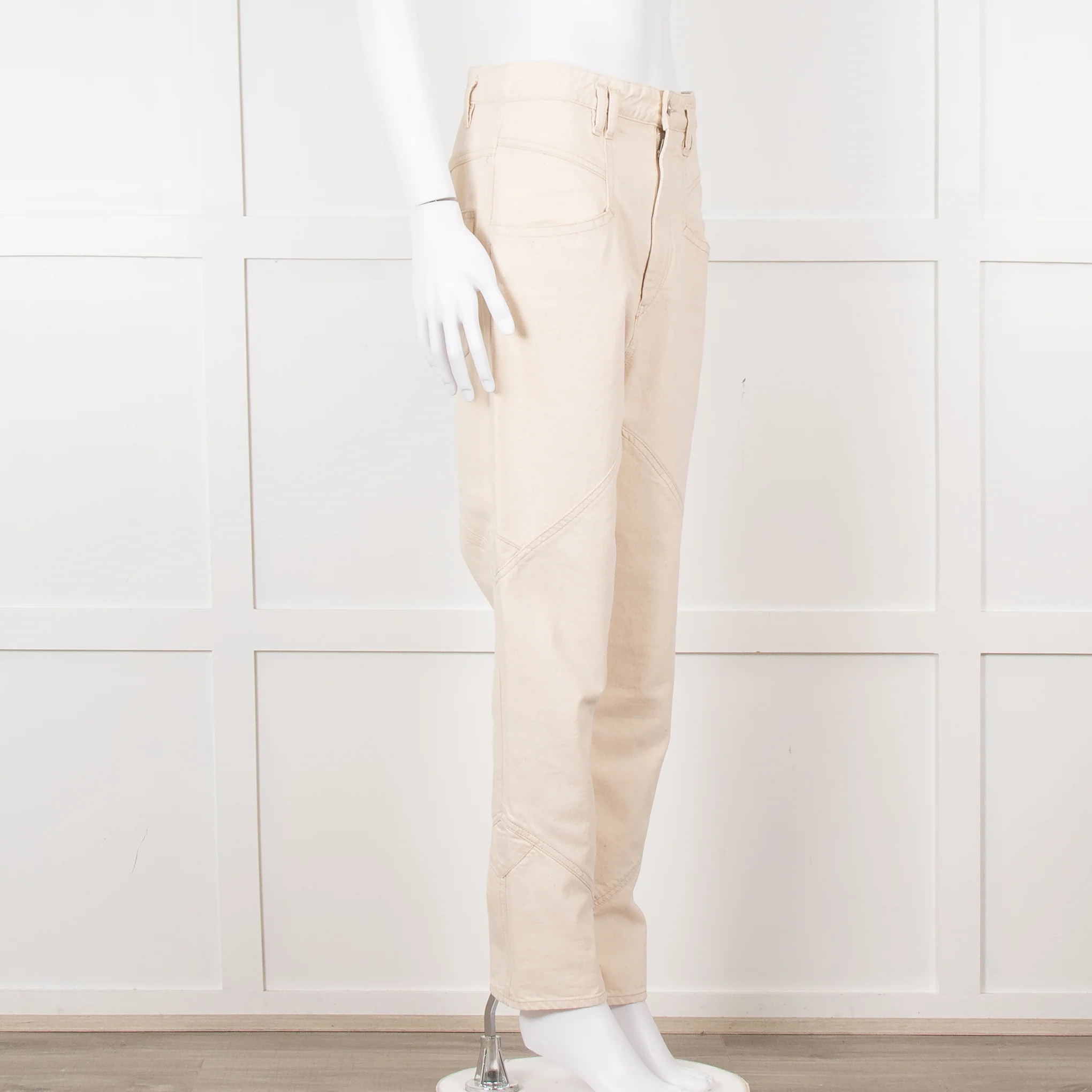 Isabel Marant Cream Embroidered Pocket Detail Jeans - Image 8