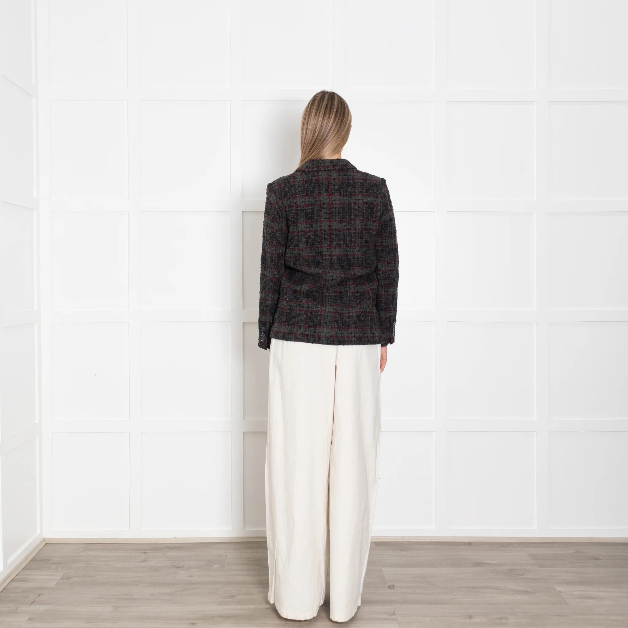 Isabel Marant Dark Grey Green Red Check Wool Blend Blazer - Image 5