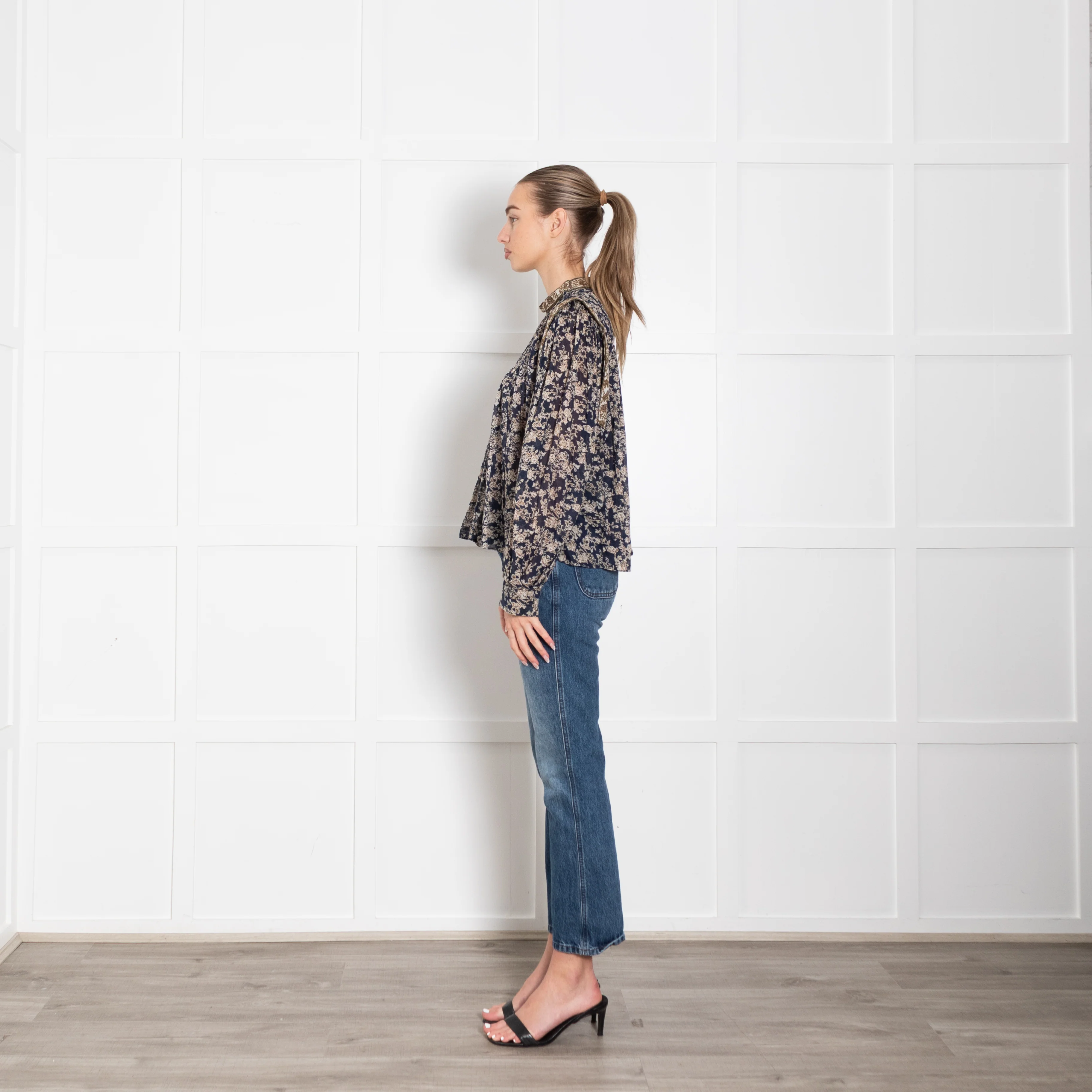 Isabel Marant Etoile Navy Floral Cotton Long Sleeve Top - Image 4