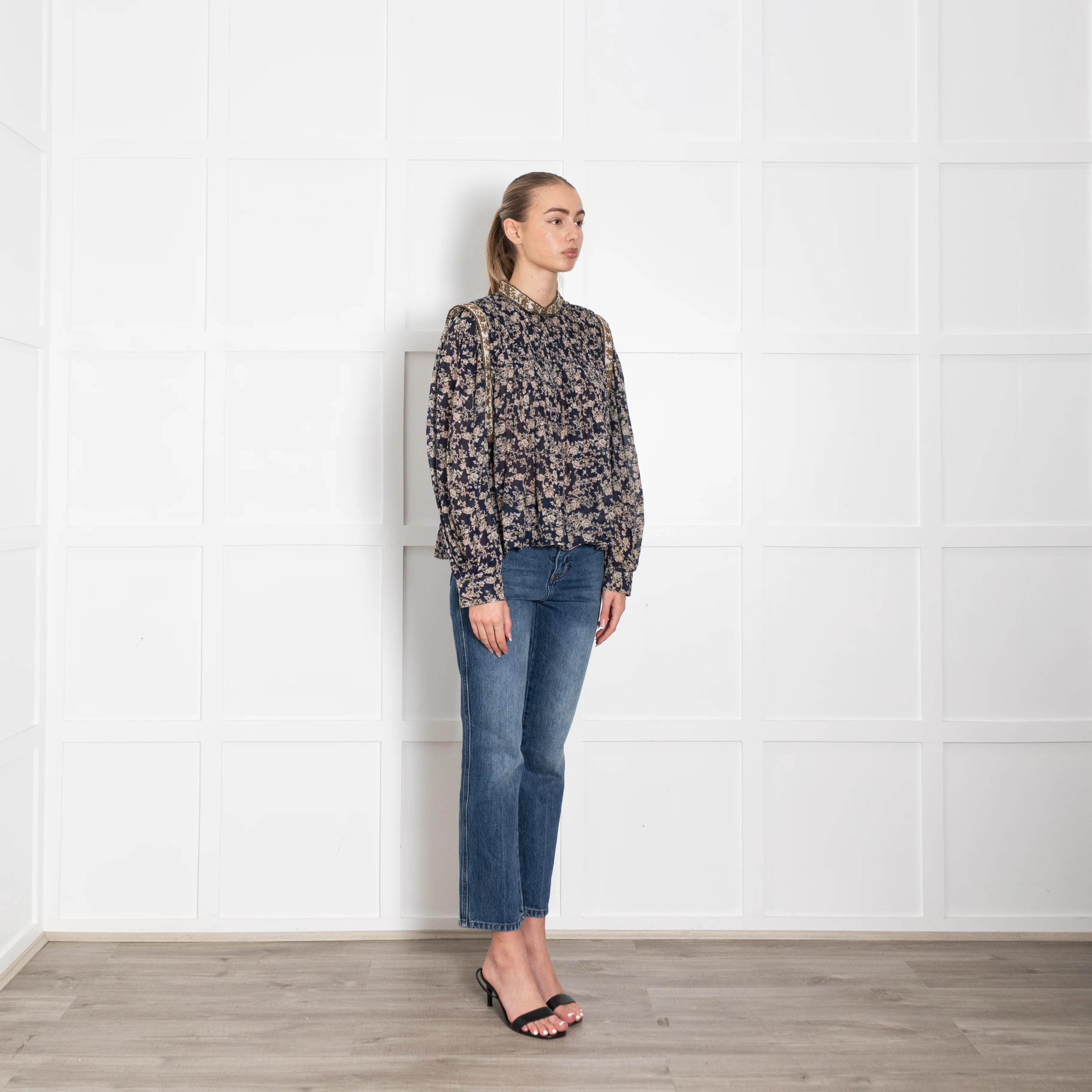 Isabel Marant Etoile Navy Floral Cotton Long Sleeve Top - Image 7