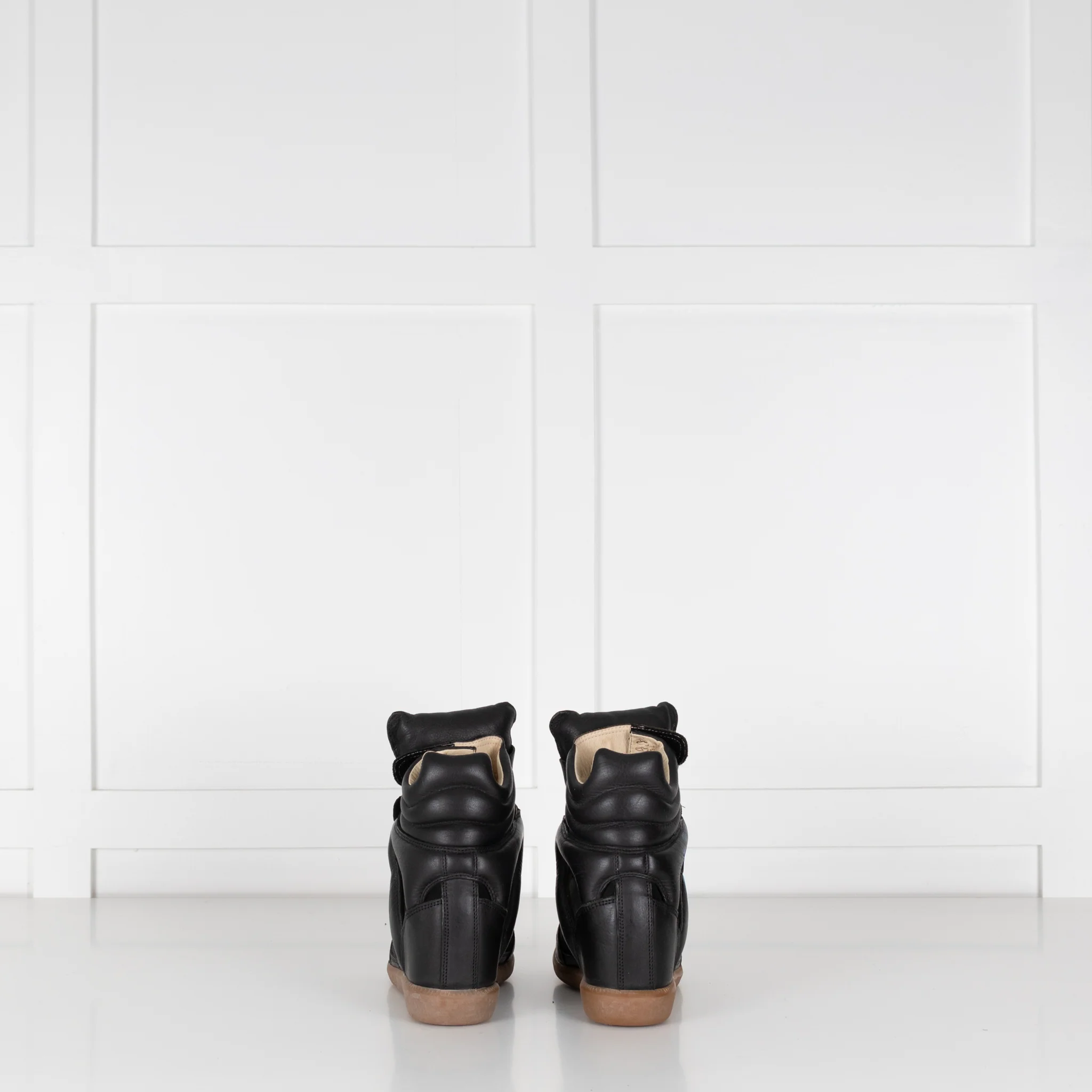 Isabel Marant Etoile Bekett Black Leather Wedge Trainers Plus Spare Laces - Image 4