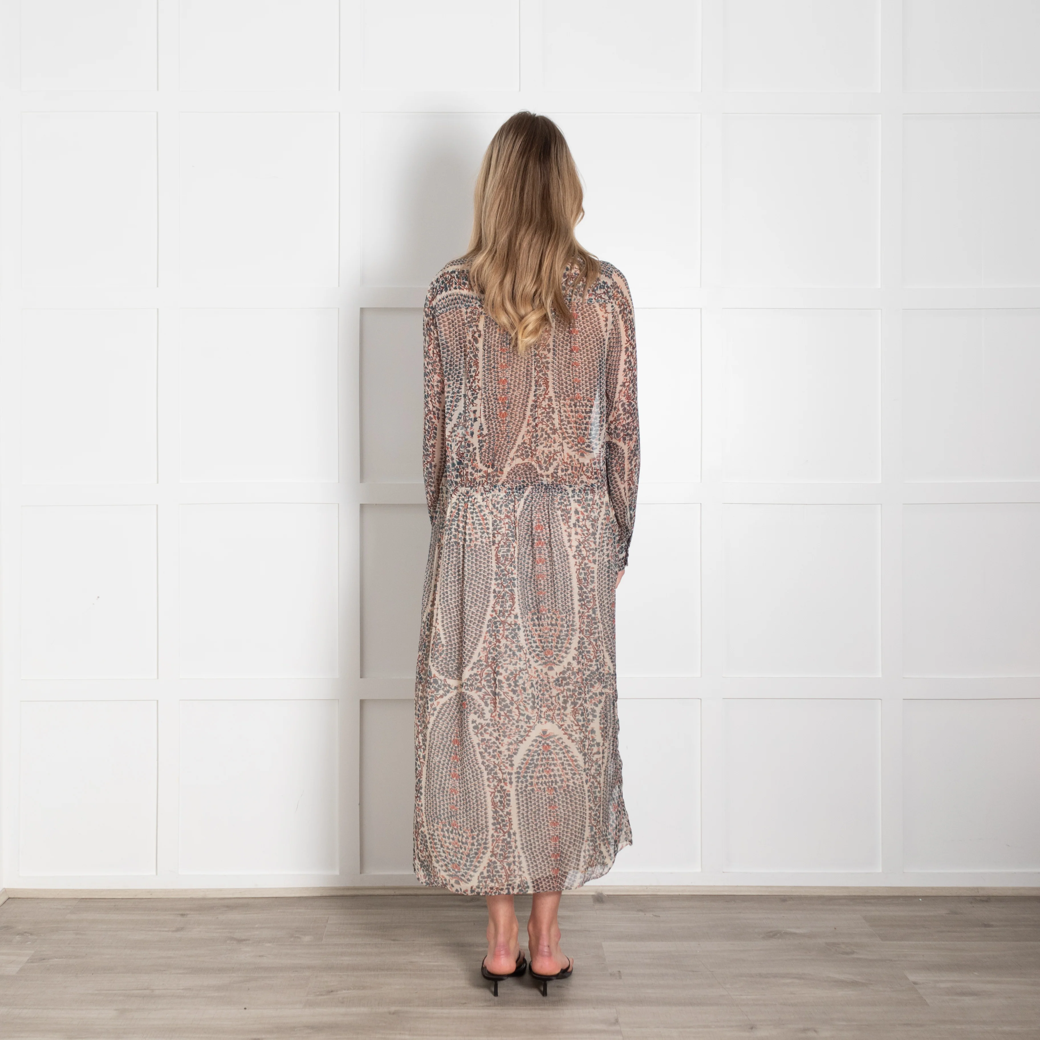 Isabel Marant Etoile Cream Green Floral Sheer Midi Dress - Image 5