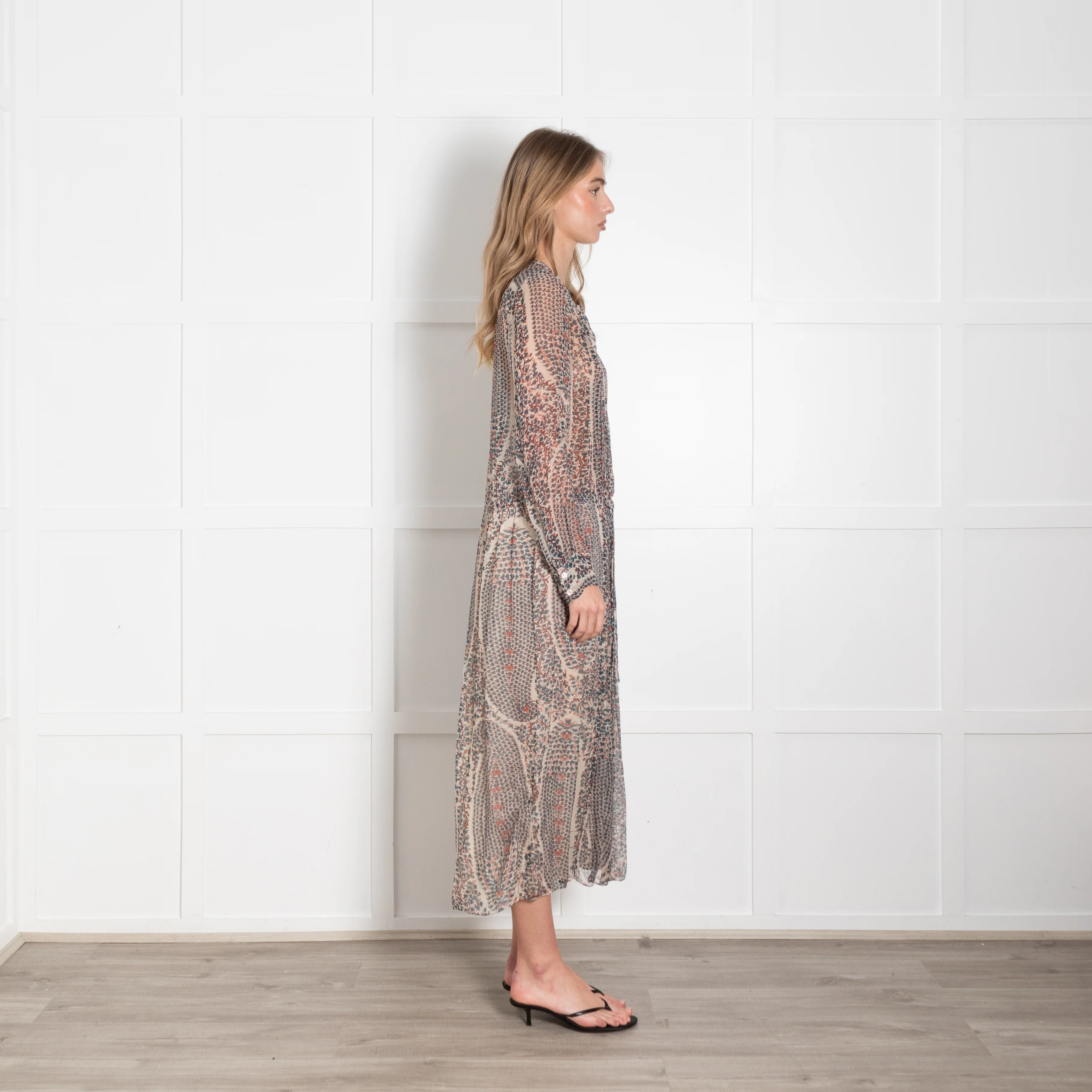 Isabel Marant Etoile Cream Green Floral Sheer Midi Dress - Image 6
